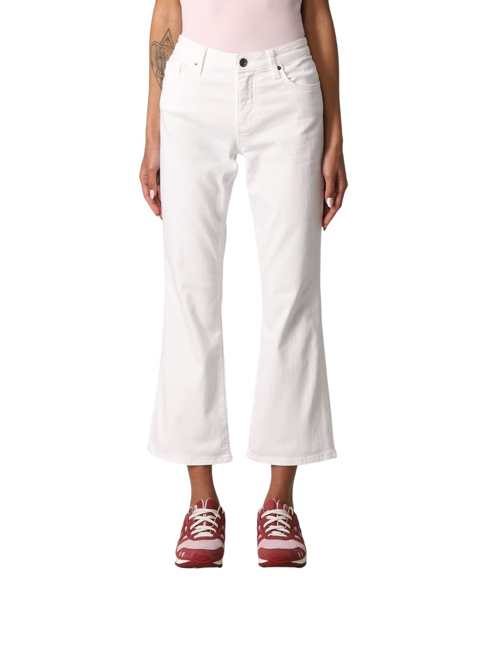 A|X ARMANI EXCHANGE Women's Garment Dyed Kick Flare Cropped Denim Jeans - White, Size 26W x 26L | Casual Chic Outfit for Street Style & Date Night