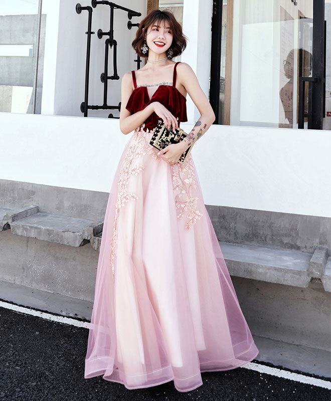 Elegant Pink Sweetheart Tulle Lace Long Prom Dress for Women - Formal Evening Gown for Homecoming, Wedding Guest & Special Occasions