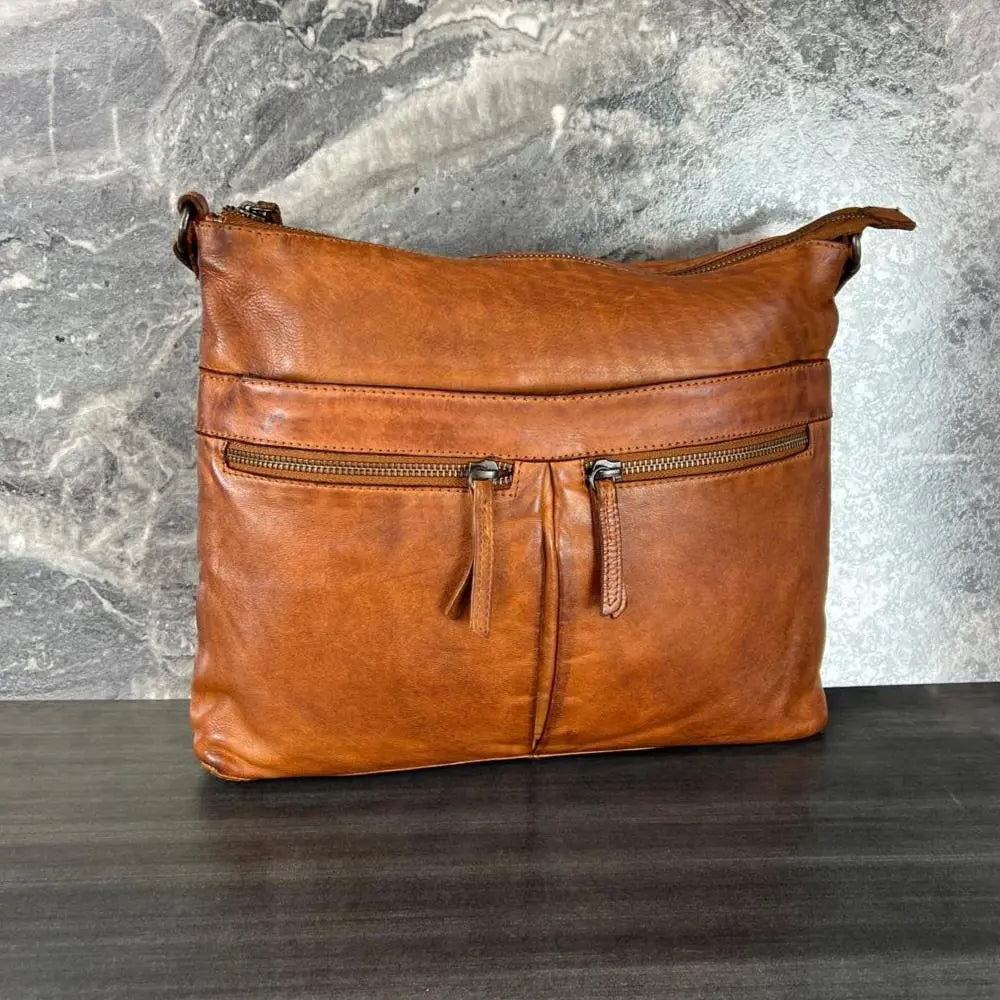 MET Genuine Leather Crossbody Bag for Women with Dual Zipper Pockets - Perfect for Travel, Work & Everyday Use