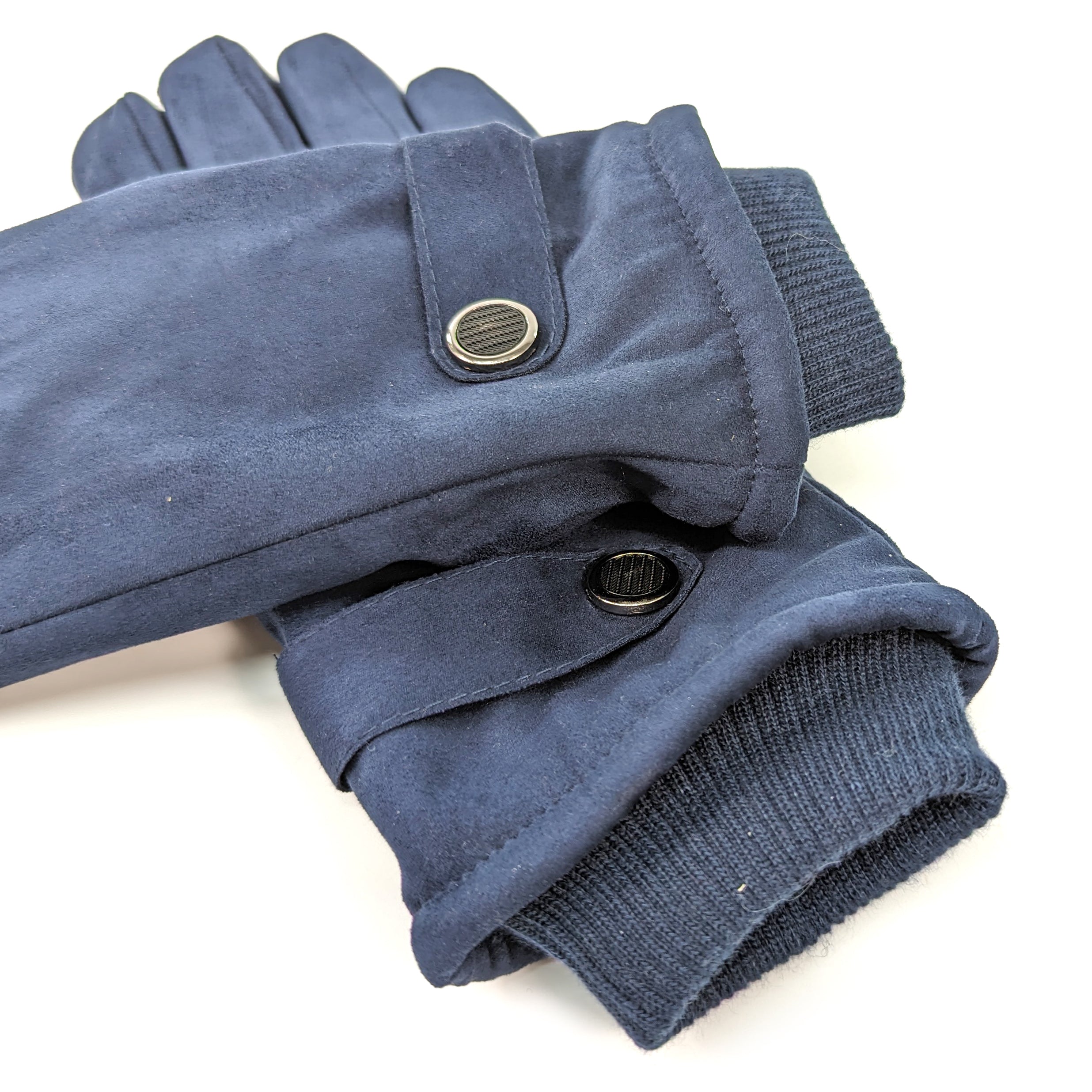 Unisex Winter Gloves with Button Detail - Soft Warm Blue Gloves for Men & Women - Perfect for Outdoor Activities, Skiing, and Cold Weather