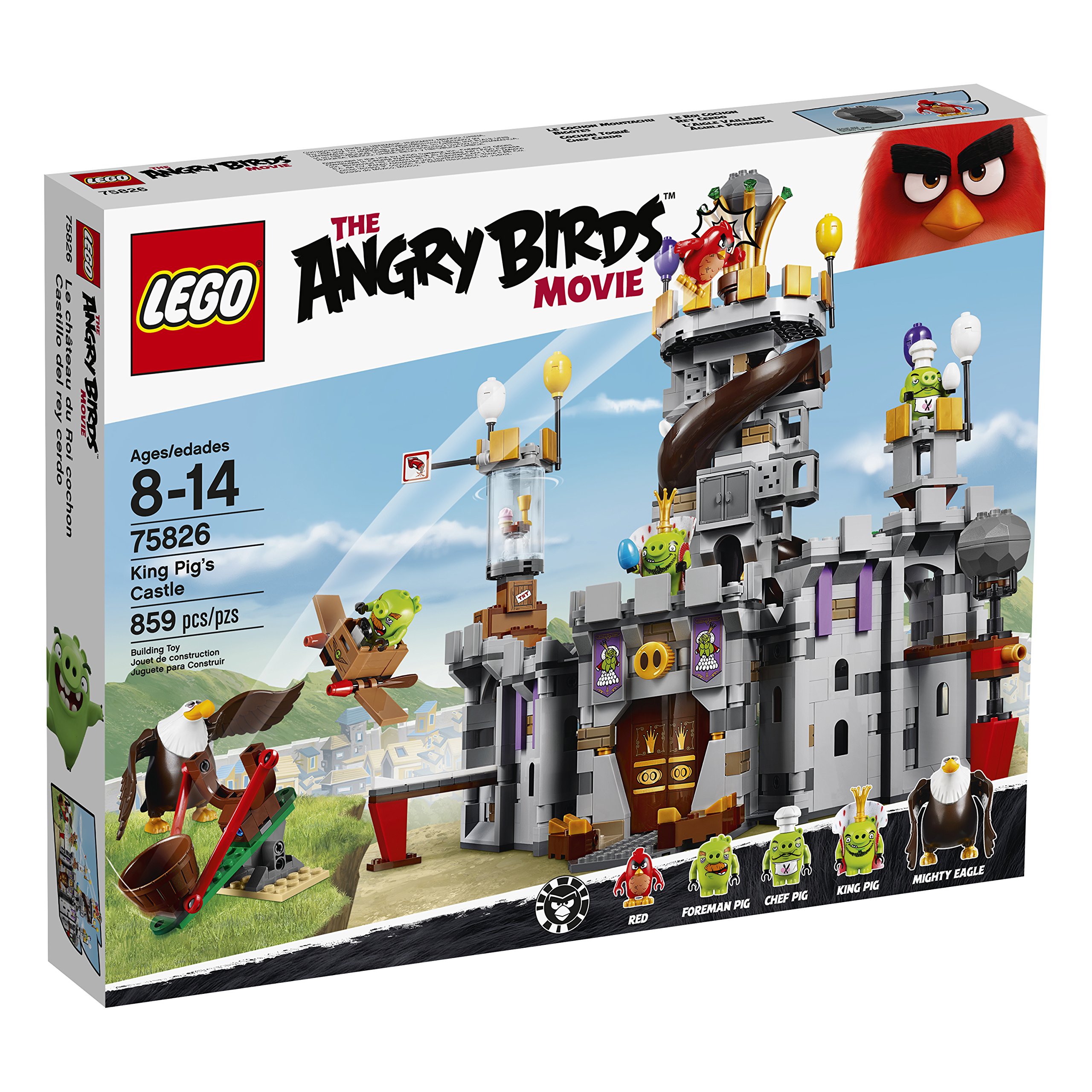 LEGO Angry Birds 75826 King Pig's Castle Building Kit (859 Pieces) - Creative Construction Toy for Kids, Fun Birthday Gift & Collectible Display for Fans
