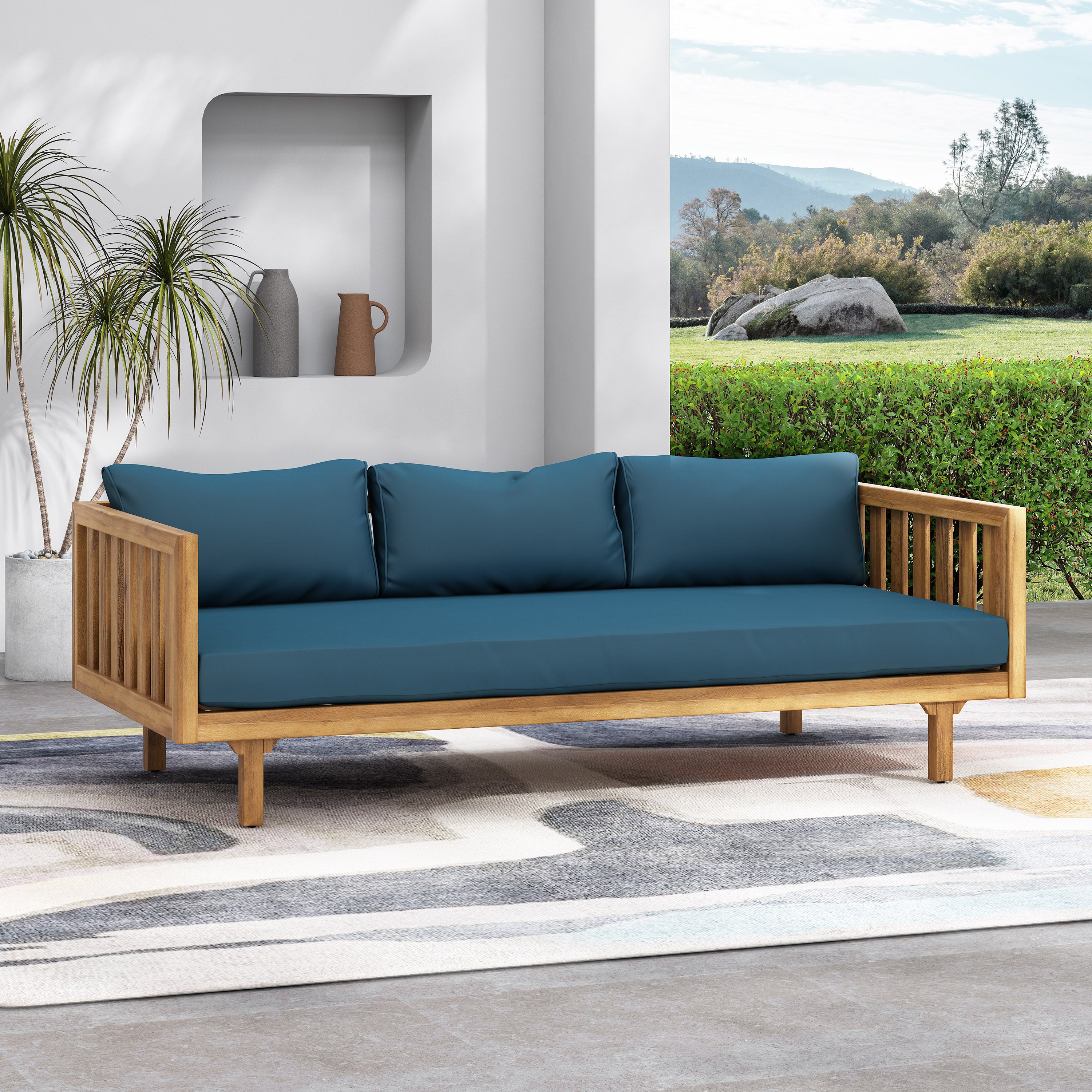 CLAREMONT 3-Seater Daybed - Modern Sofa Bed for Living Room, Guest Room & Patio - Comfortable Lounge Furniture for Small Spaces