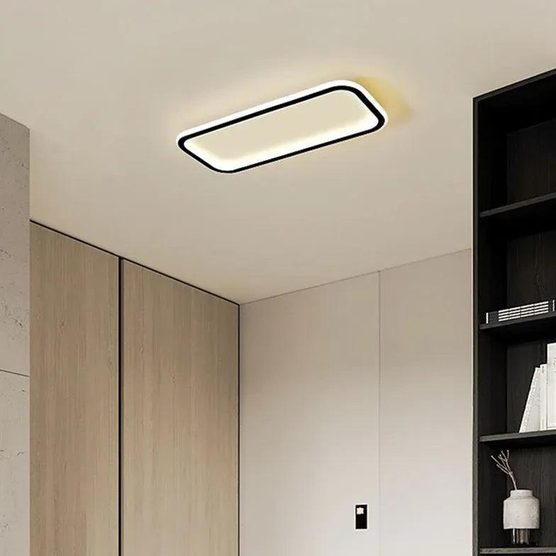 Modern Black Flush Mount Ceiling Light with Rounded Corners - Perfect for Bedroom, Living Room, and Hallway Lighting