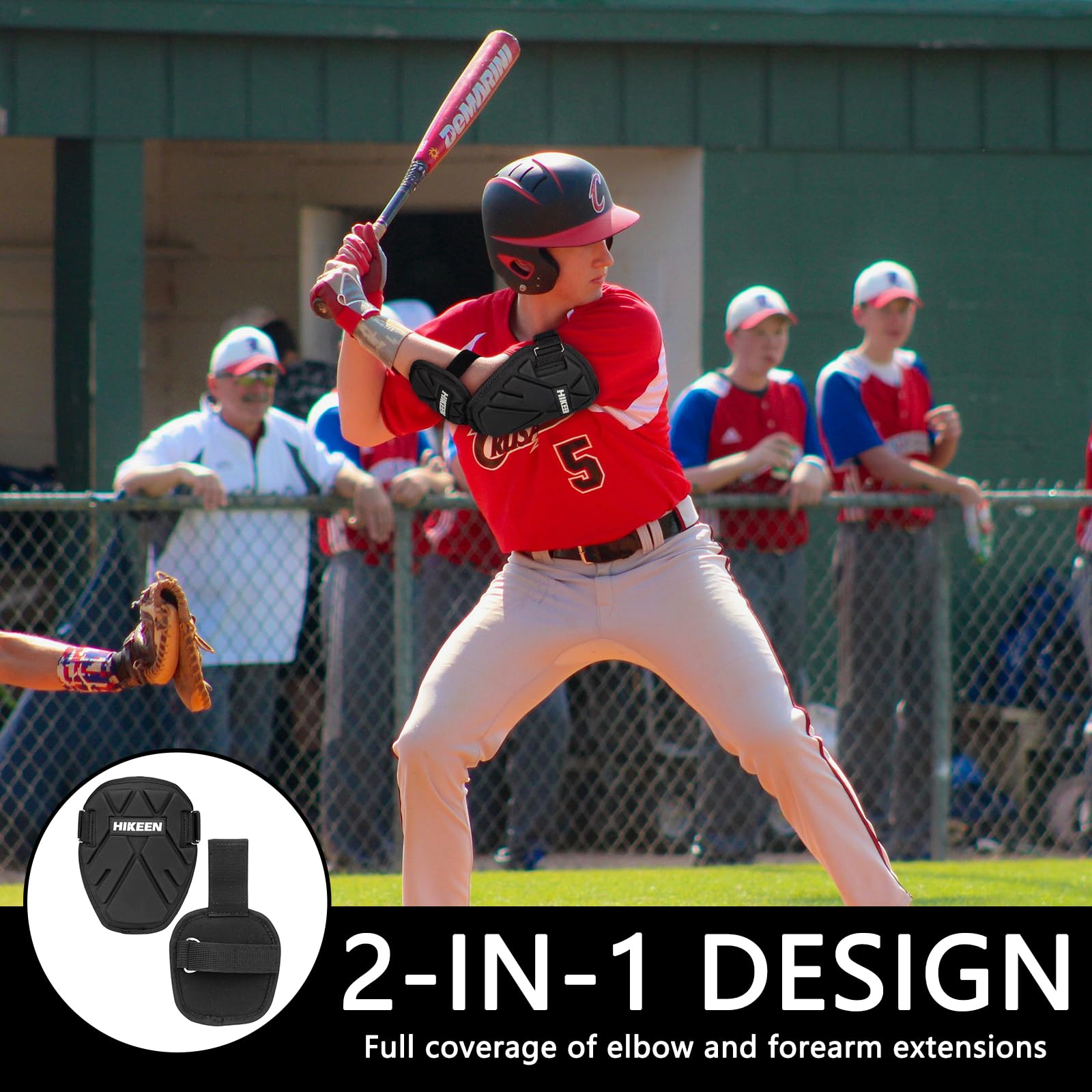 Hikeen Baseball Elbow Guard - Adult Batter Elbow Pads for Softball & Baseball Batting - Protective Forearm & Bicep Shield for Sports Training & Games