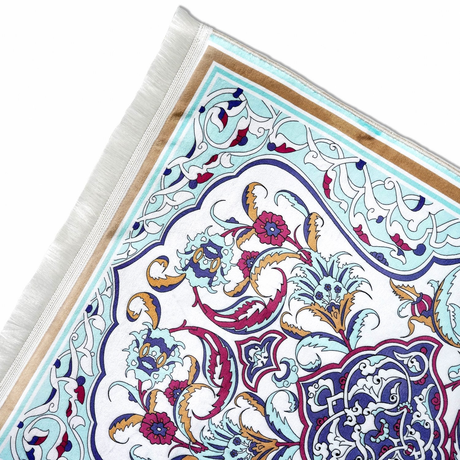Premium Pastel Floral & Aqua Islamic Prayer Rug - Soft Non-Slip Muslim Prayer Mat for Home, Mosque & Travel - Perfect for Daily Salah & Ramadan Worship