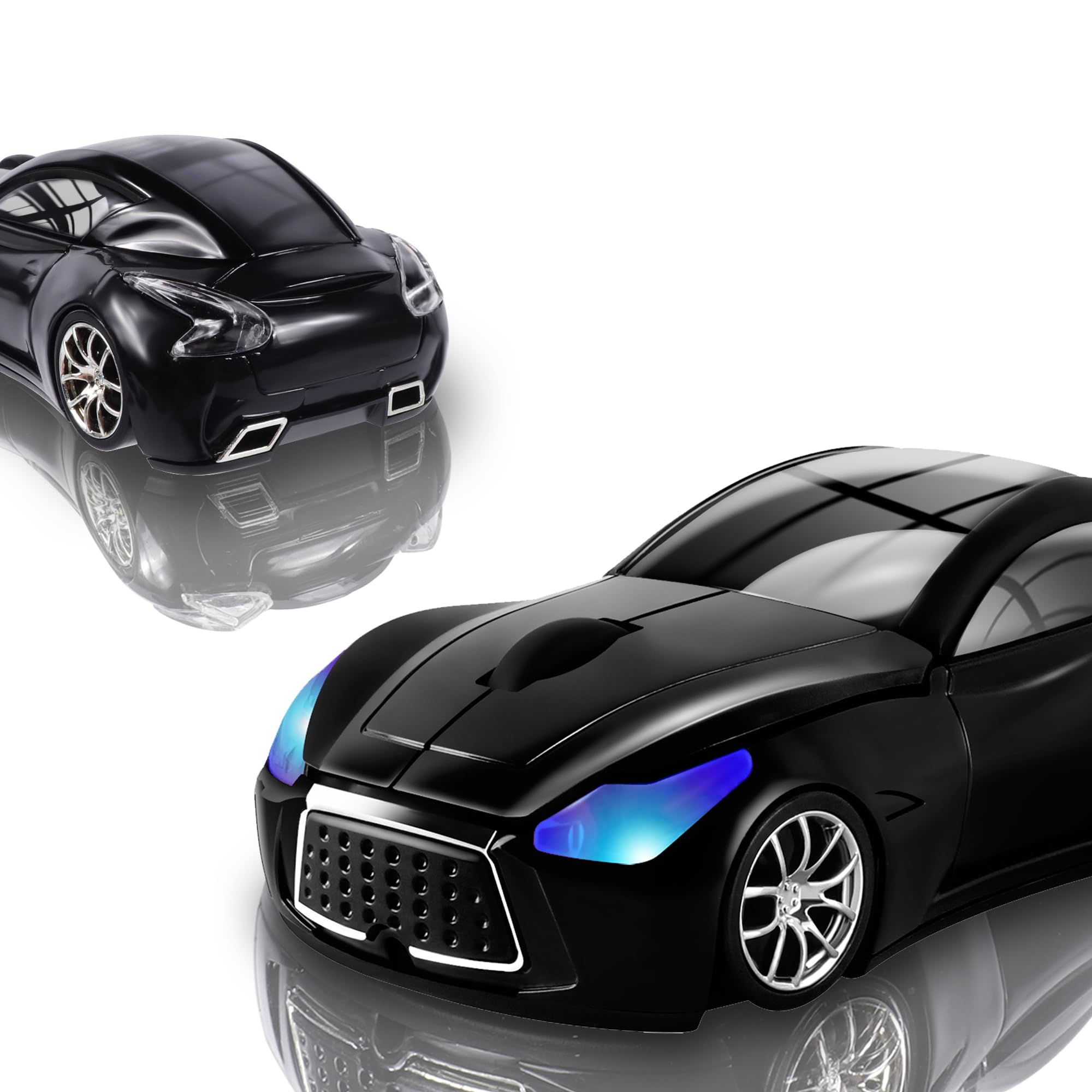 Elec Space Wireless Mouse - Cool Sports Car Design, USB Receiver for PC & Laptop, 1600 DPI, 3 Buttons, Black | Ergonomic Cordless Optical Mouse for Gaming, Office & Home Use