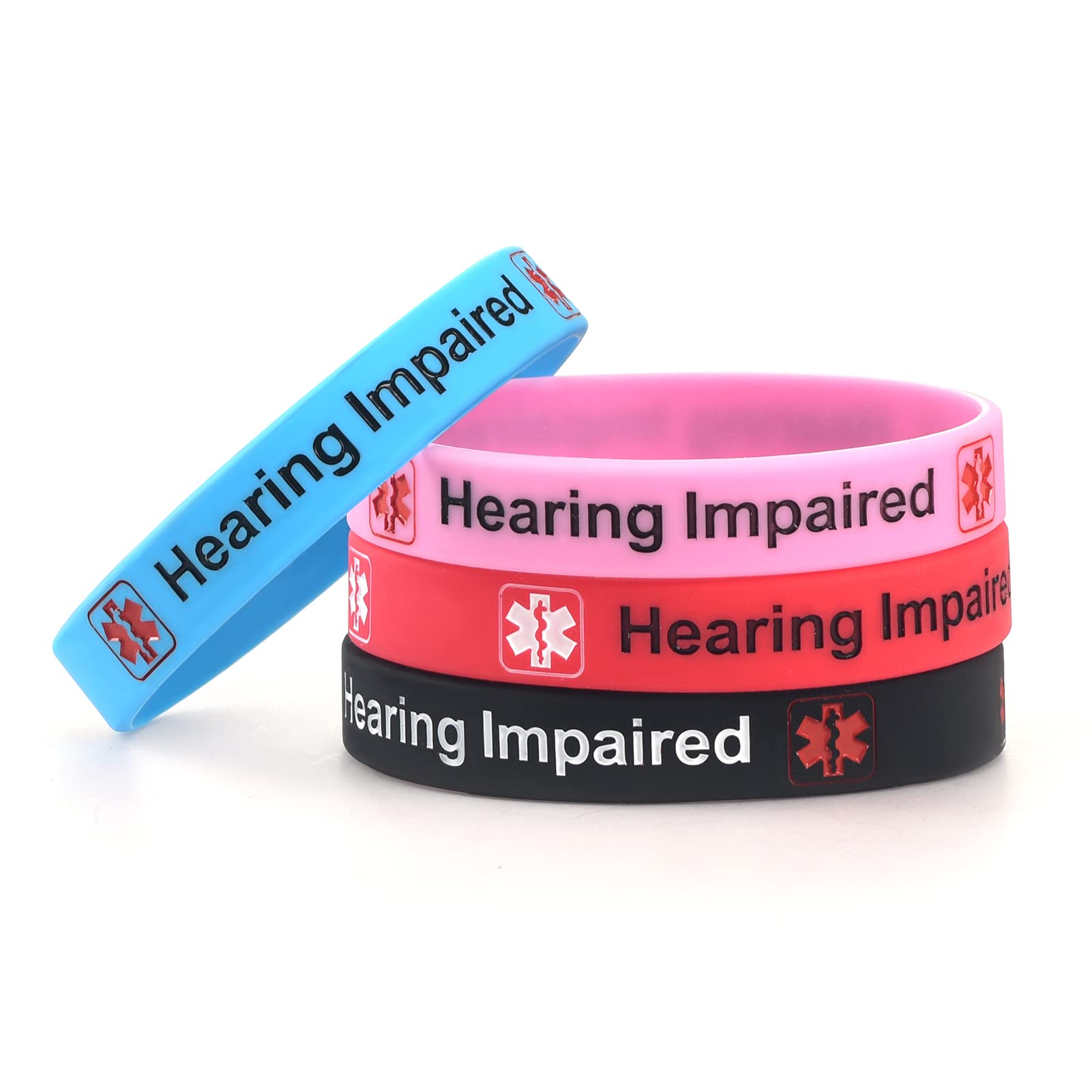 5 Pack Sport Medical Alert ID Silicone Bracelet - Waterproof Rubber Medical Awareness Wristbands (7.5