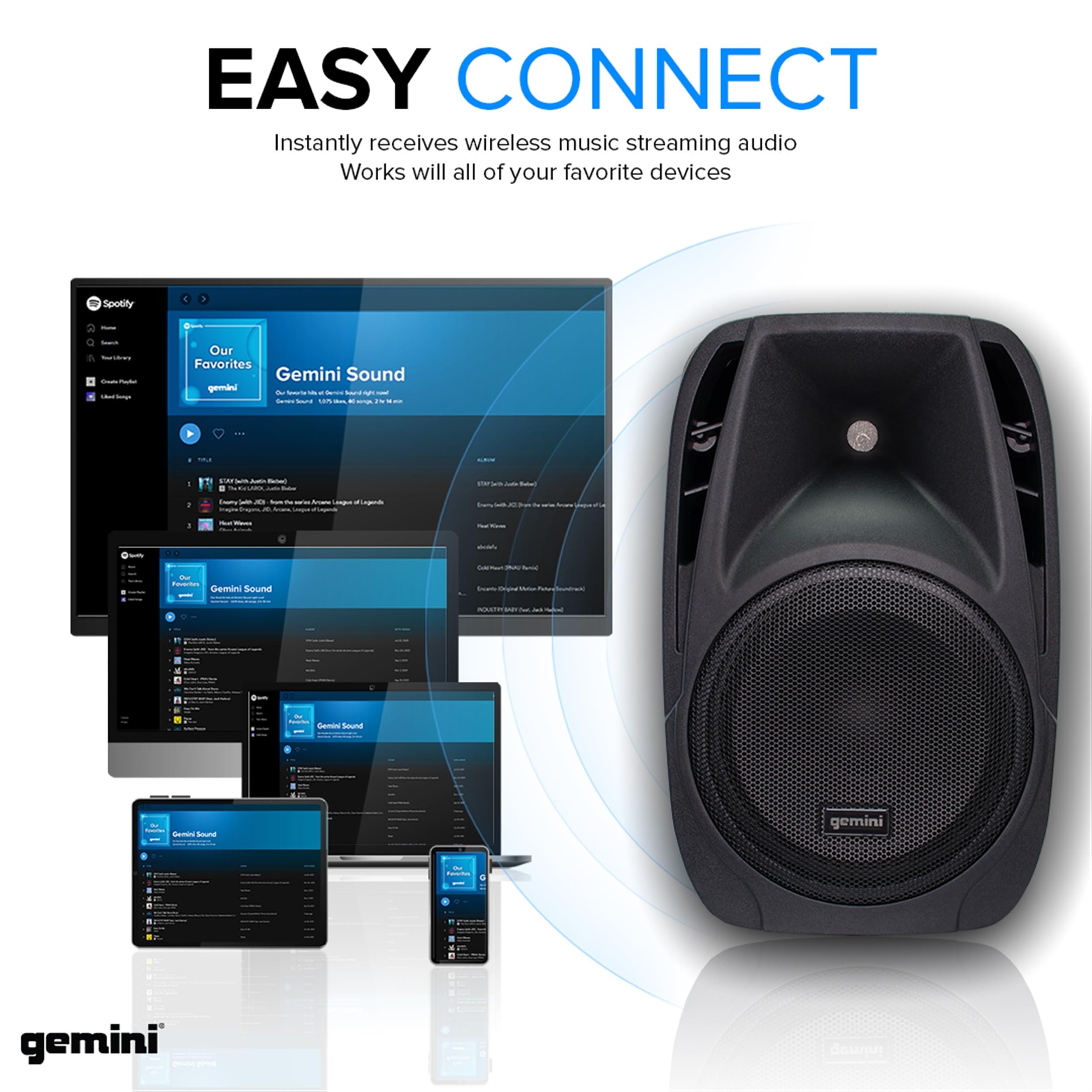 600W Gemini Portable PA System with Bluetooth - 6-Channel Mixer, Dual 10
