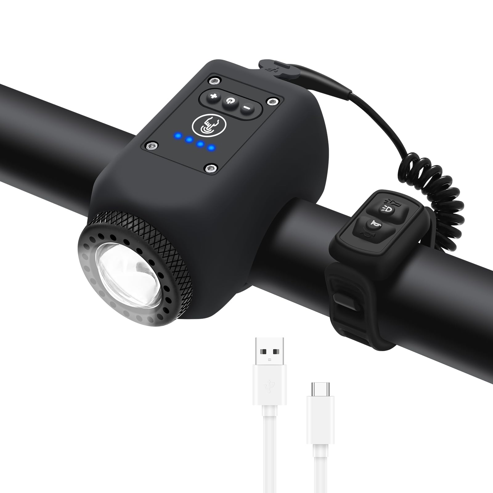 Loud USB Rechargeable Bike Horn with Powerful Floodlight - IPX5 Waterproof Electronic Bicycle Horn for Safety & Night Riding | Perfect for Commuters, Cyclists & Outdoor Adventures