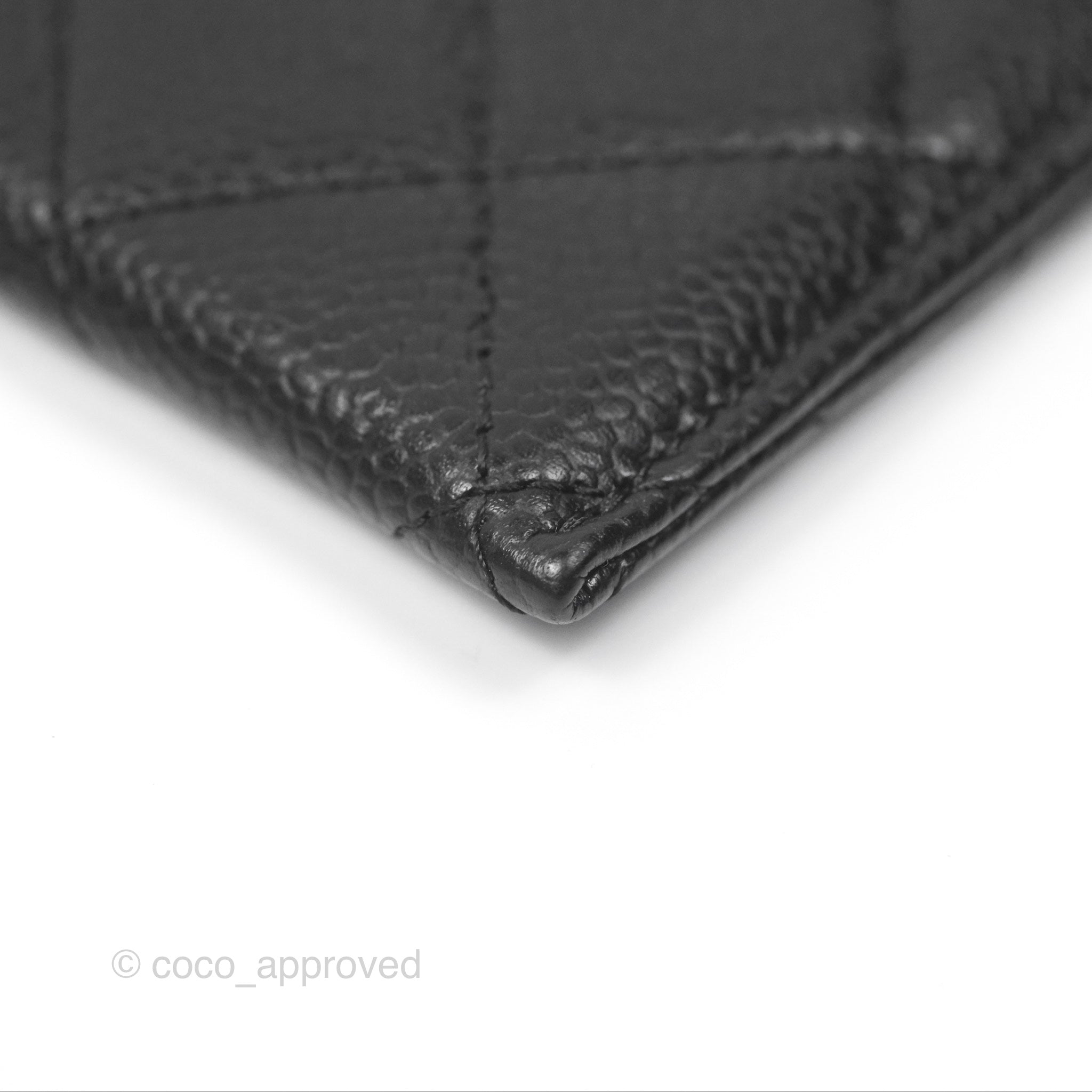 Chanel Classic Black Flat Card Holder - Genuine Caviar Leather with Gold Hardware - Perfect for Everyday Use & Gift Giving