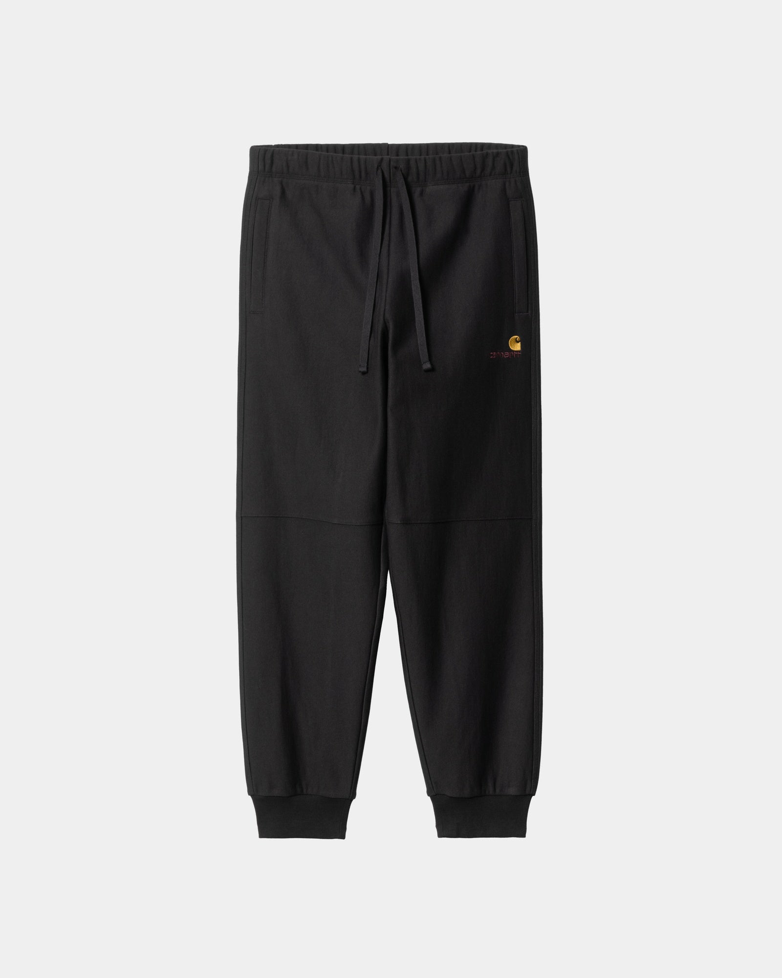 American Script Jogging Pants for Men - Comfortable Black Athletic Sweatpants for Running, Gym, Lounge & Casual Wear