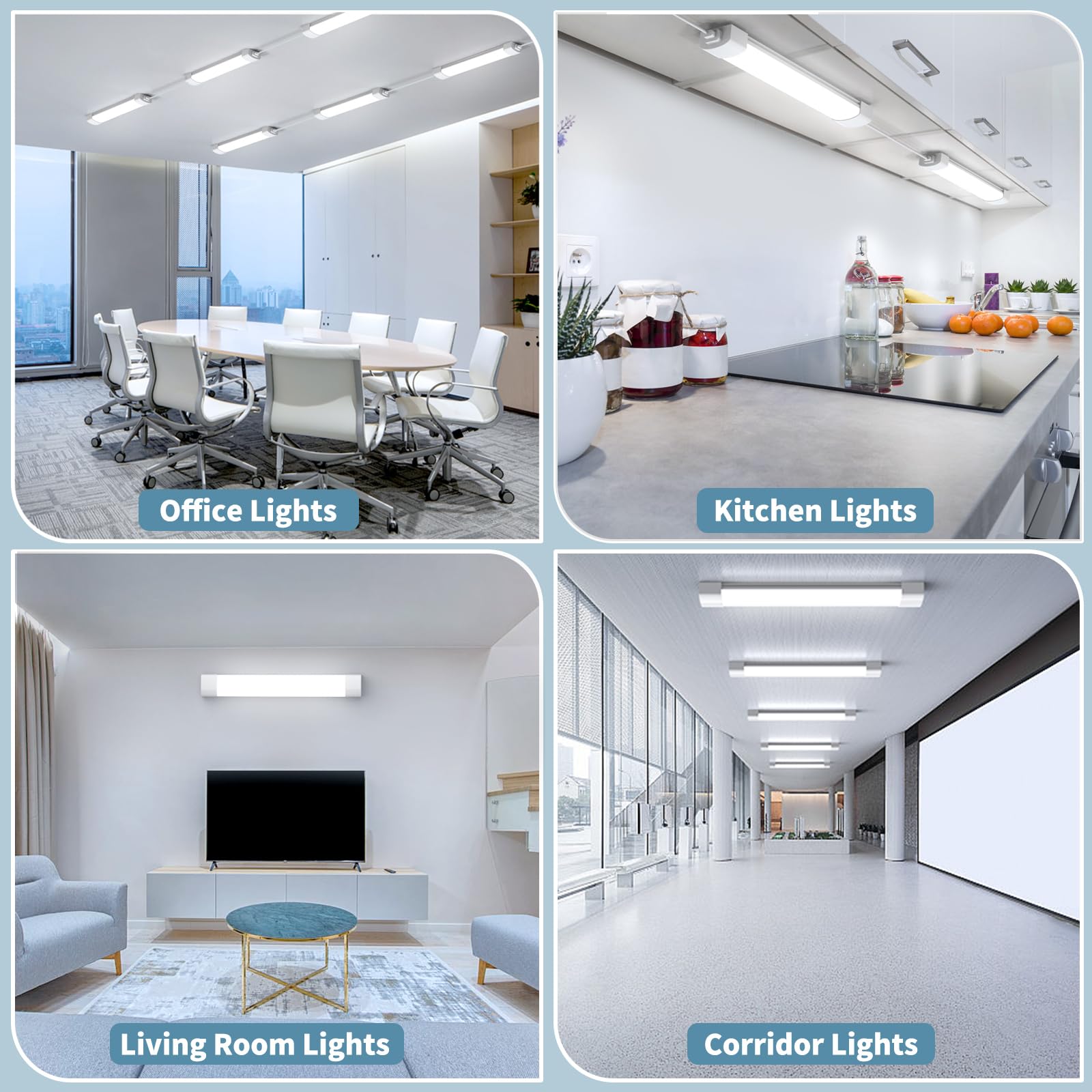 18W LED Flush Mount Ceiling Light - 2ft Linkable LED Tube Light, 5000K Daylight White, Plug-in Corded with ON/Off Switch - Perfect for Garage, Utility Room, Shop & Under Cabinet Lighting