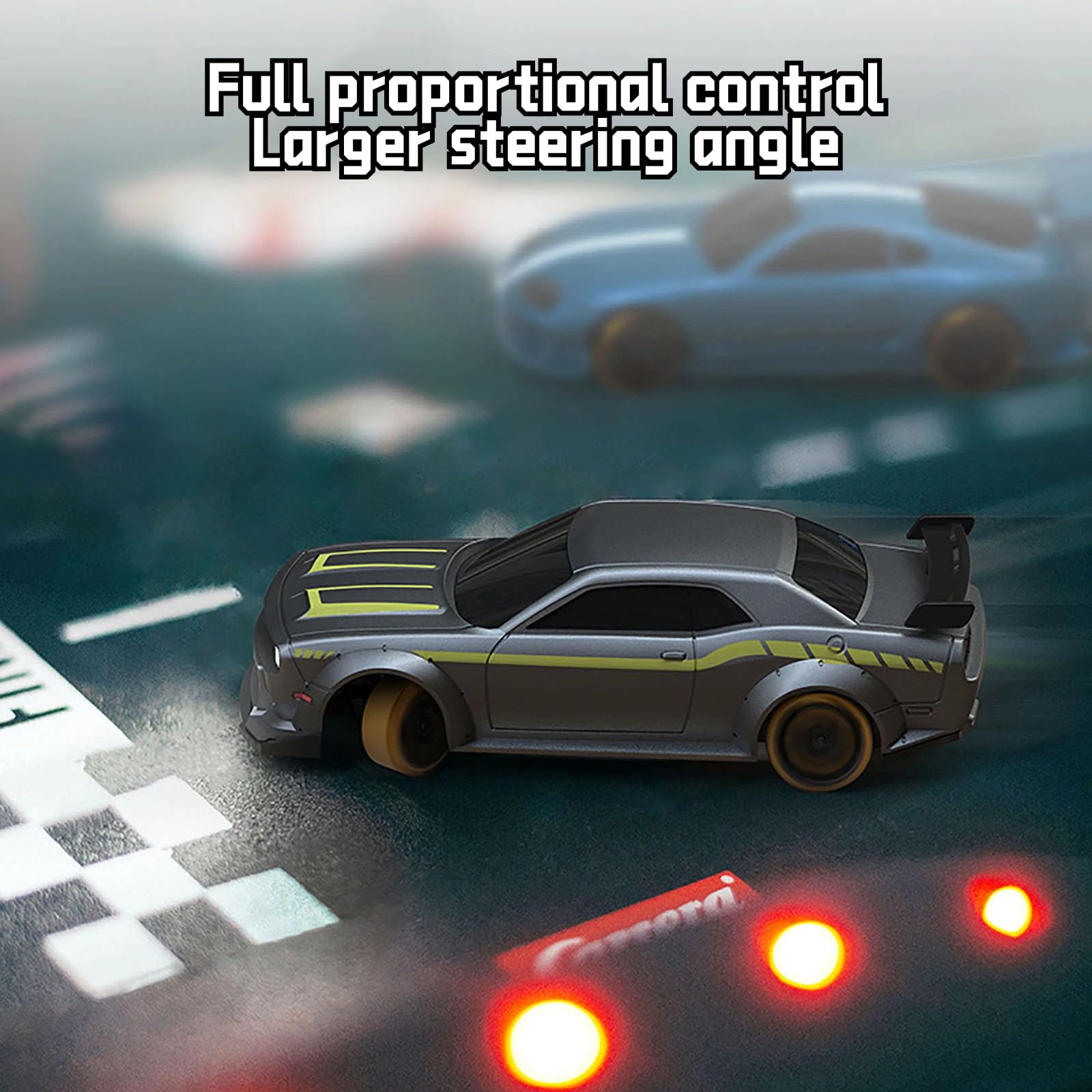 Motorwolt Mini Slide RC Drift Car V2 - 1:76 Scale Remote Control Drift Car with Gyro, 2.4GHz Controller & 2 Replaceable Body Shells (Green) - Perfect for Tabletop Racing, Indoor Drifting & RC Car Enthusiasts