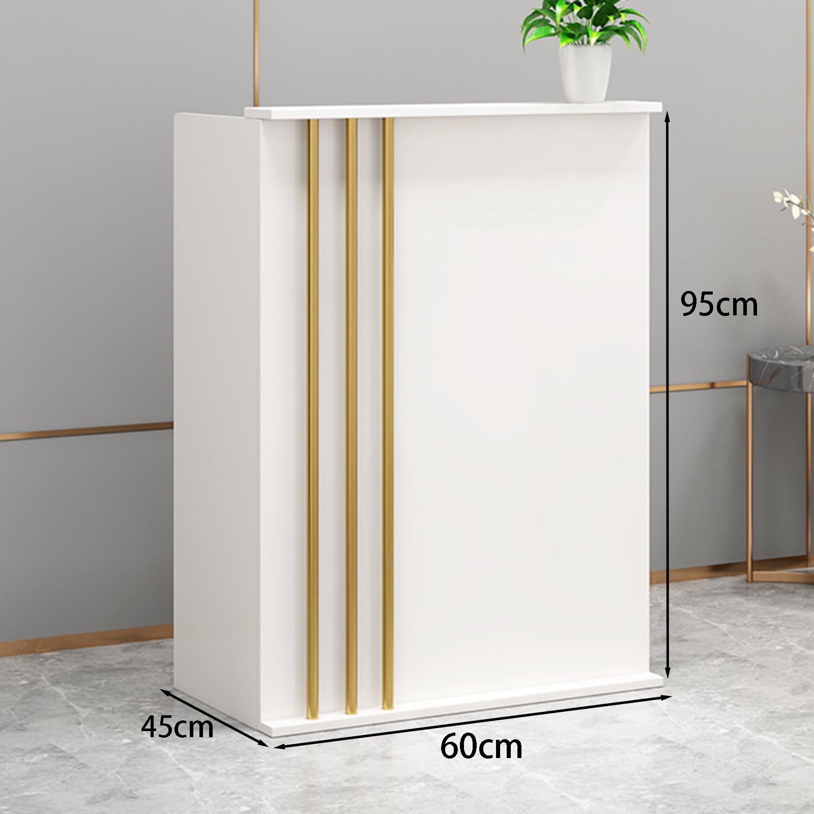 Luxury Small Reception Desk for Office & Salon - Modern White L-Shaped Front Desk with Storage for Small Spaces - Perfect for Lobby, Checkout Counter & Waiting Areas
