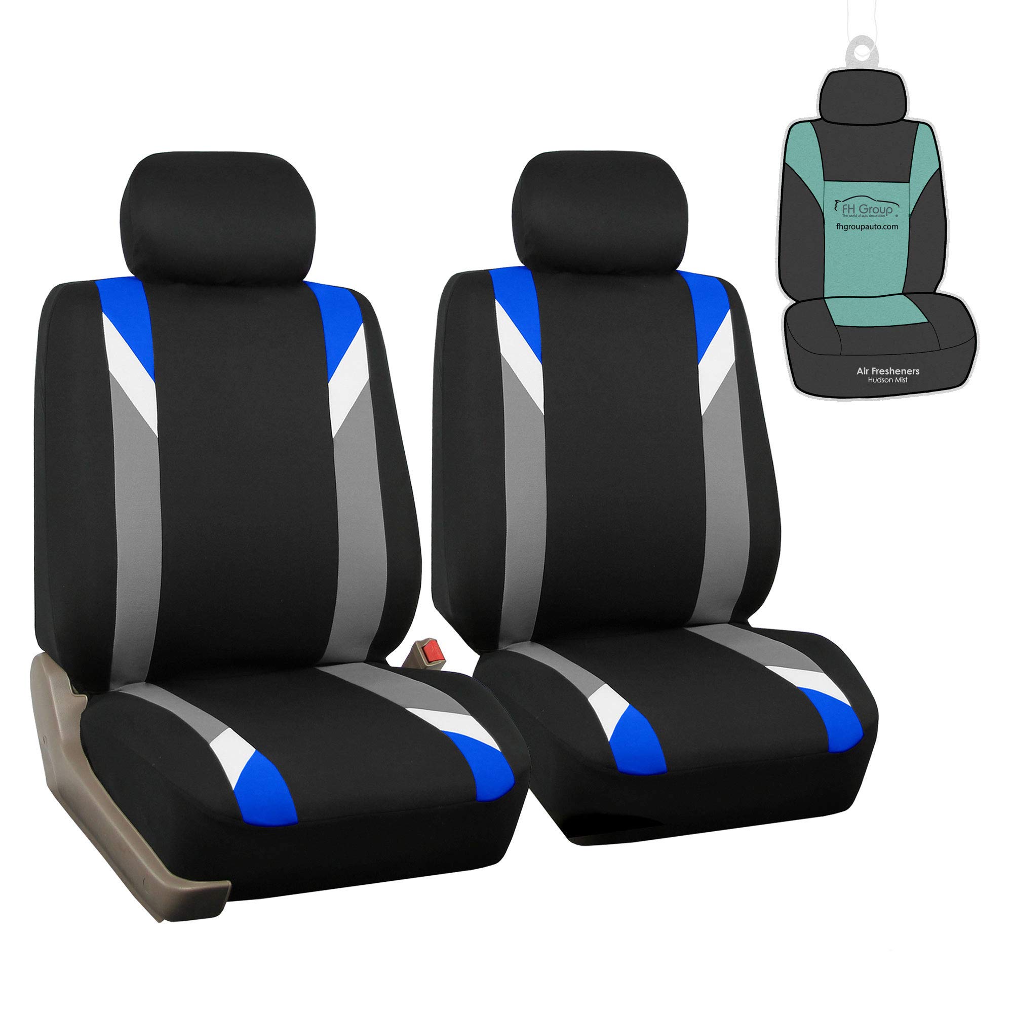 FH Group Universal Airbag Compatible Seat Covers - Premium Modern Blue Car Seat Protectors for Front Seats | Fits Cars, Trucks, SUVs & Vans | Durable Interior Accessories for Daily Commute & Road Trips