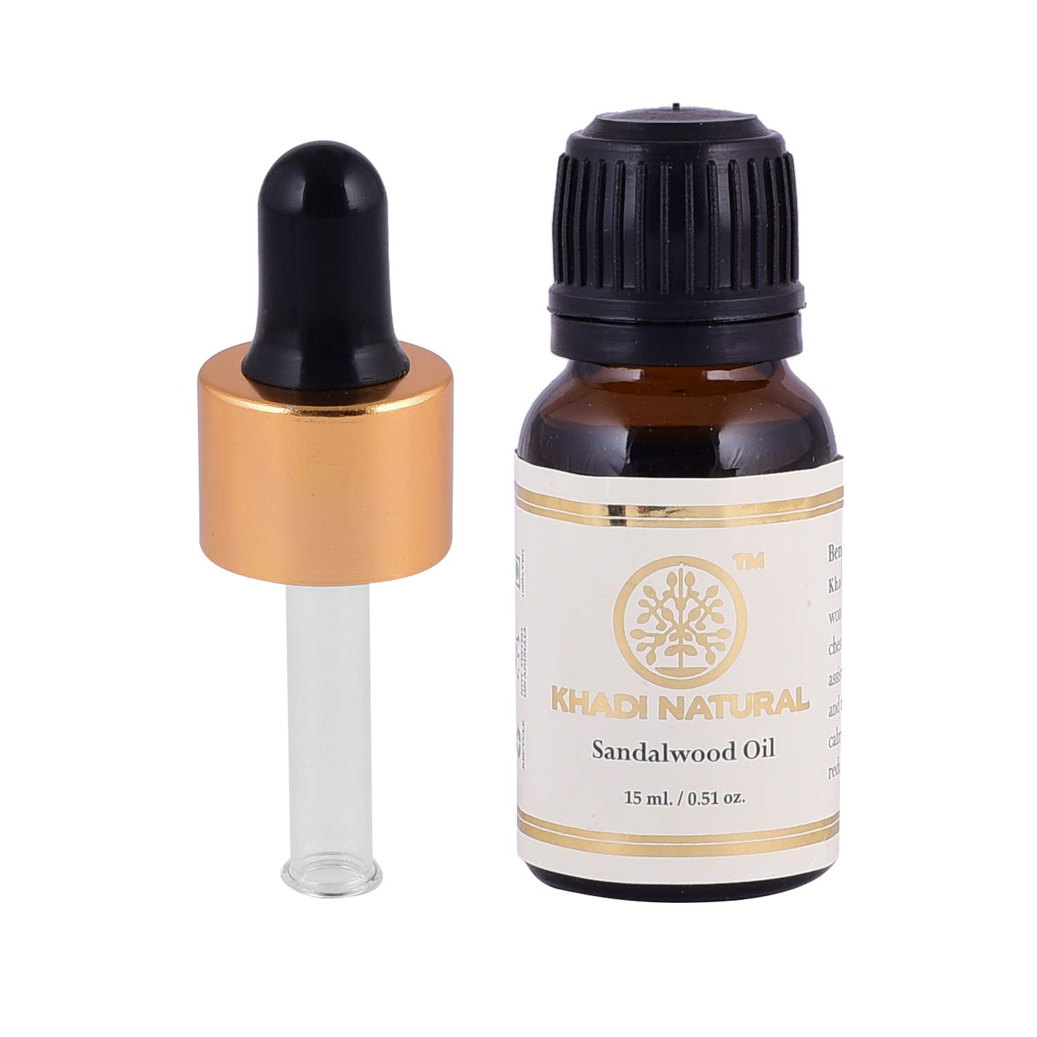 Khadi Natural Sandalwood Essential Oil 15ml - 100% Pure & Organic Aromatherapy Oil for Relaxation, Stress Relief & Skin Care | Ayurvedic Therapeutic Grade | Perfect for Diffusers, Massage & Meditation