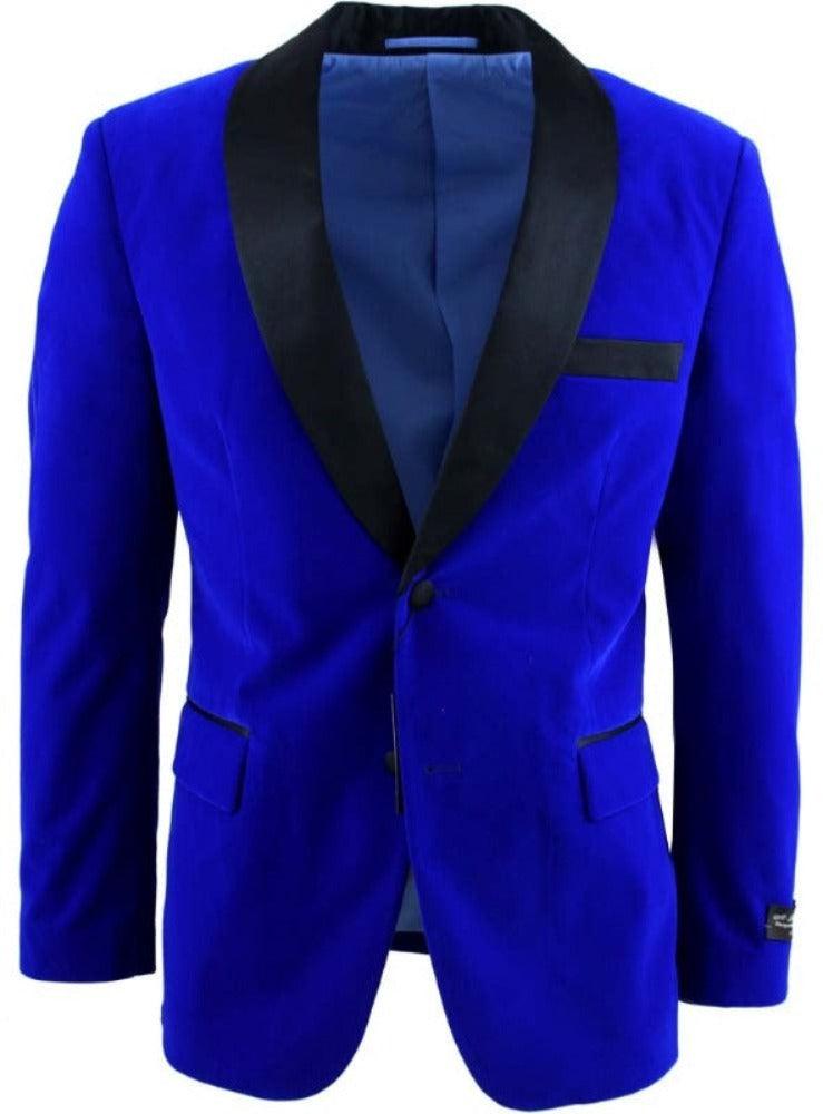 Royal Blue Slim Fit Velvet Shawl Tuxedo Blazer for Men - Formal Wedding Suit Jacket, Evening Gala & Prom Night Attire