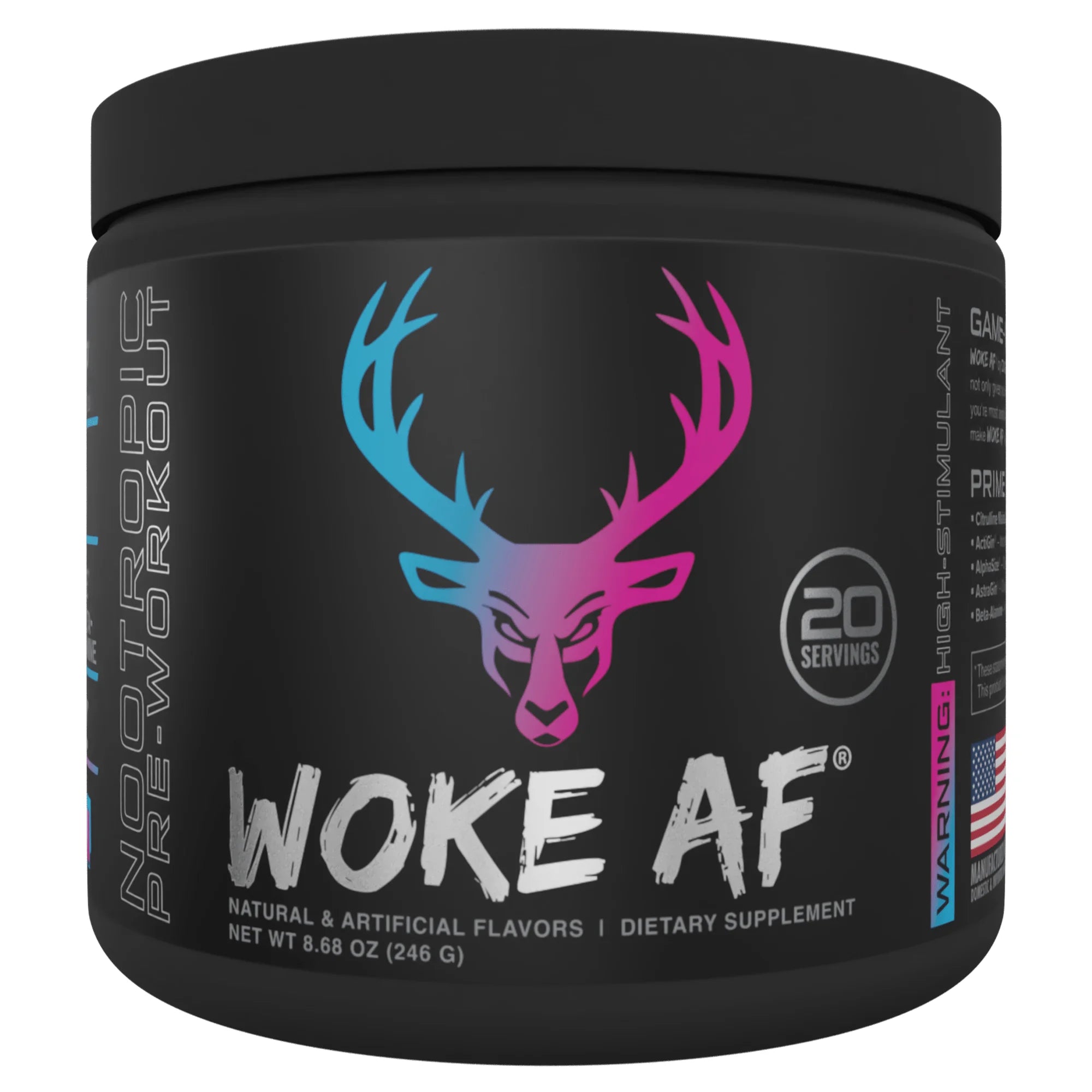 Bucked Up Woke AF 260g Pre-Workout Powder - Energy & Focus Booster for Gym, Fitness & Bodybuilding | Vegan & Keto Friendly Supplement