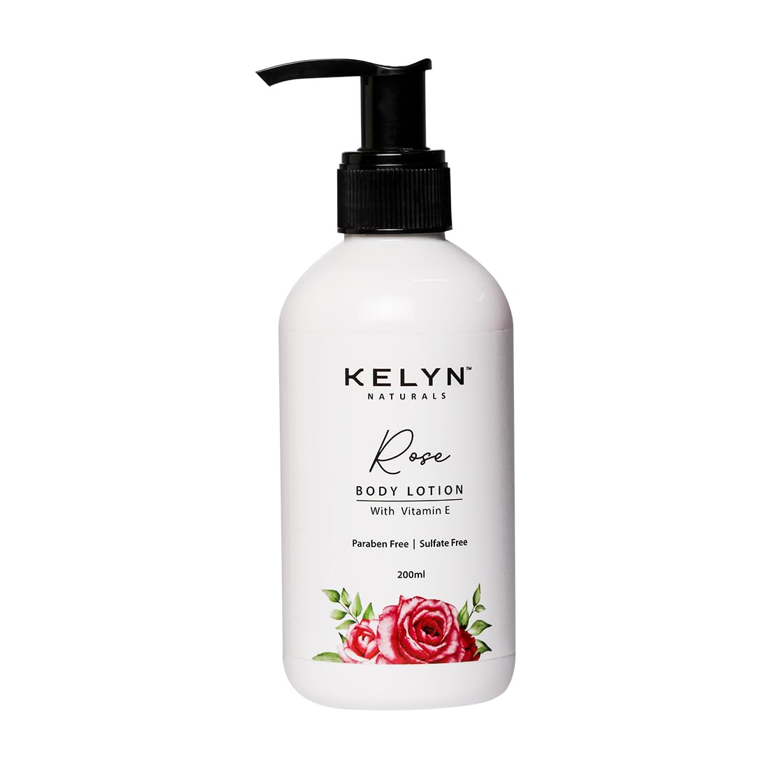 KELYN Vitamin E Rose Body Lotion for Dry Skin - 24 Hour Moisturizing Cream with Pump Bottle (200ml) | Perfect for Daily Hydration & Soft Skin Care Routine