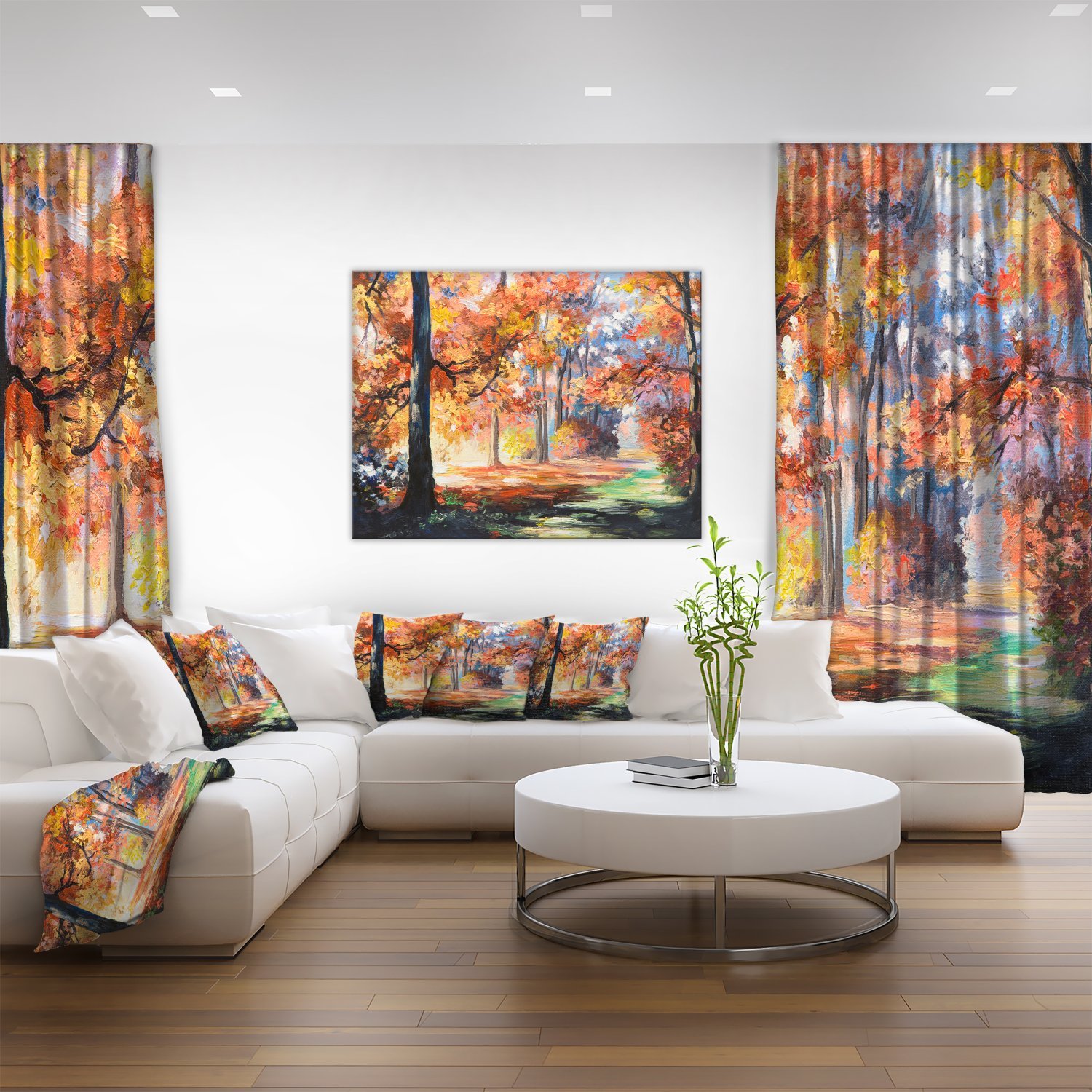 Fall Trail in Forest Landscape Art Print Canvas - Stunning Autumn Scenery Wall Decor for Living Room, Bedroom & Office