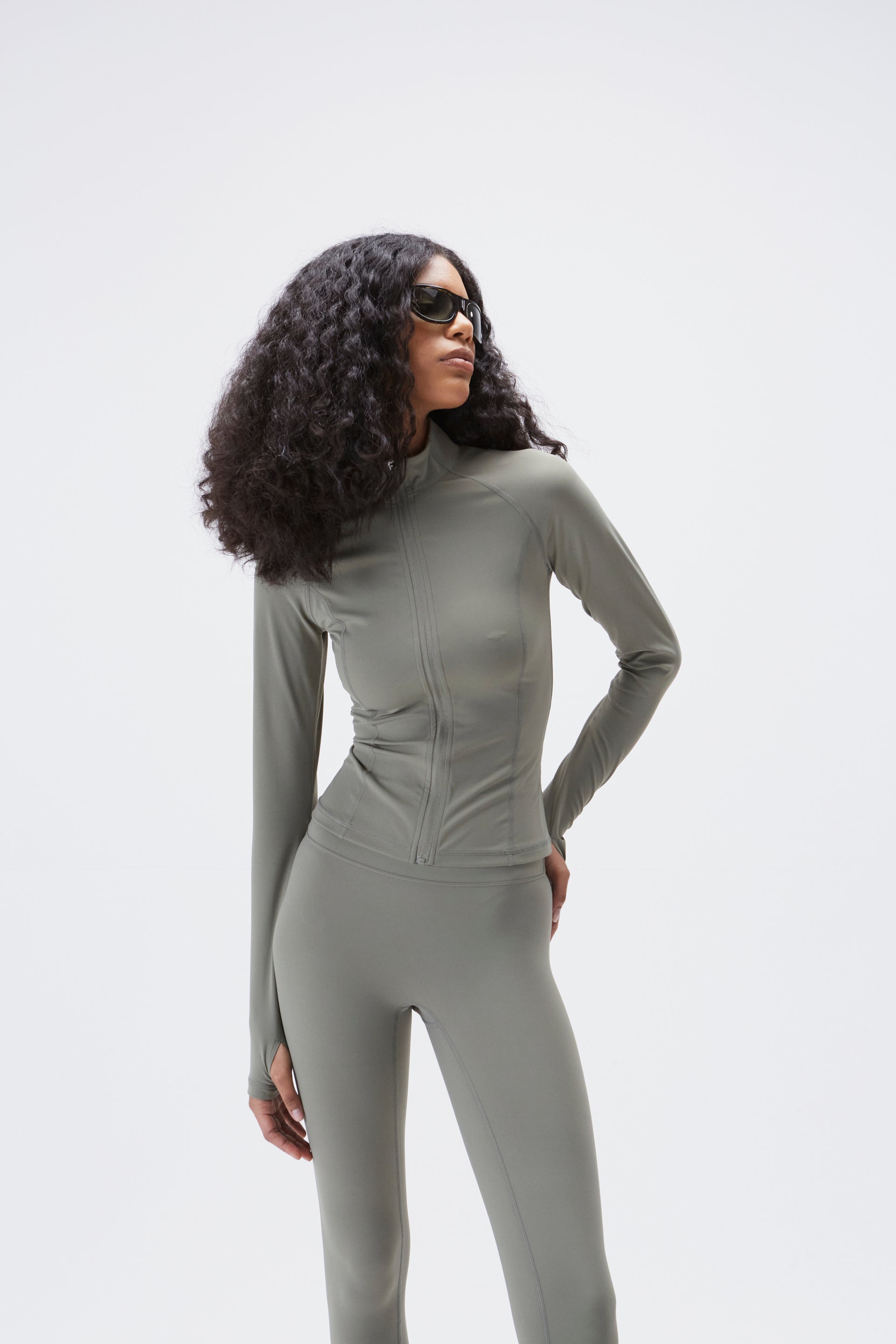 Ultimate Long Sleeve Zip Up Top for Women - Olive Green Activewear for Running, Hiking & Outdoor Activities