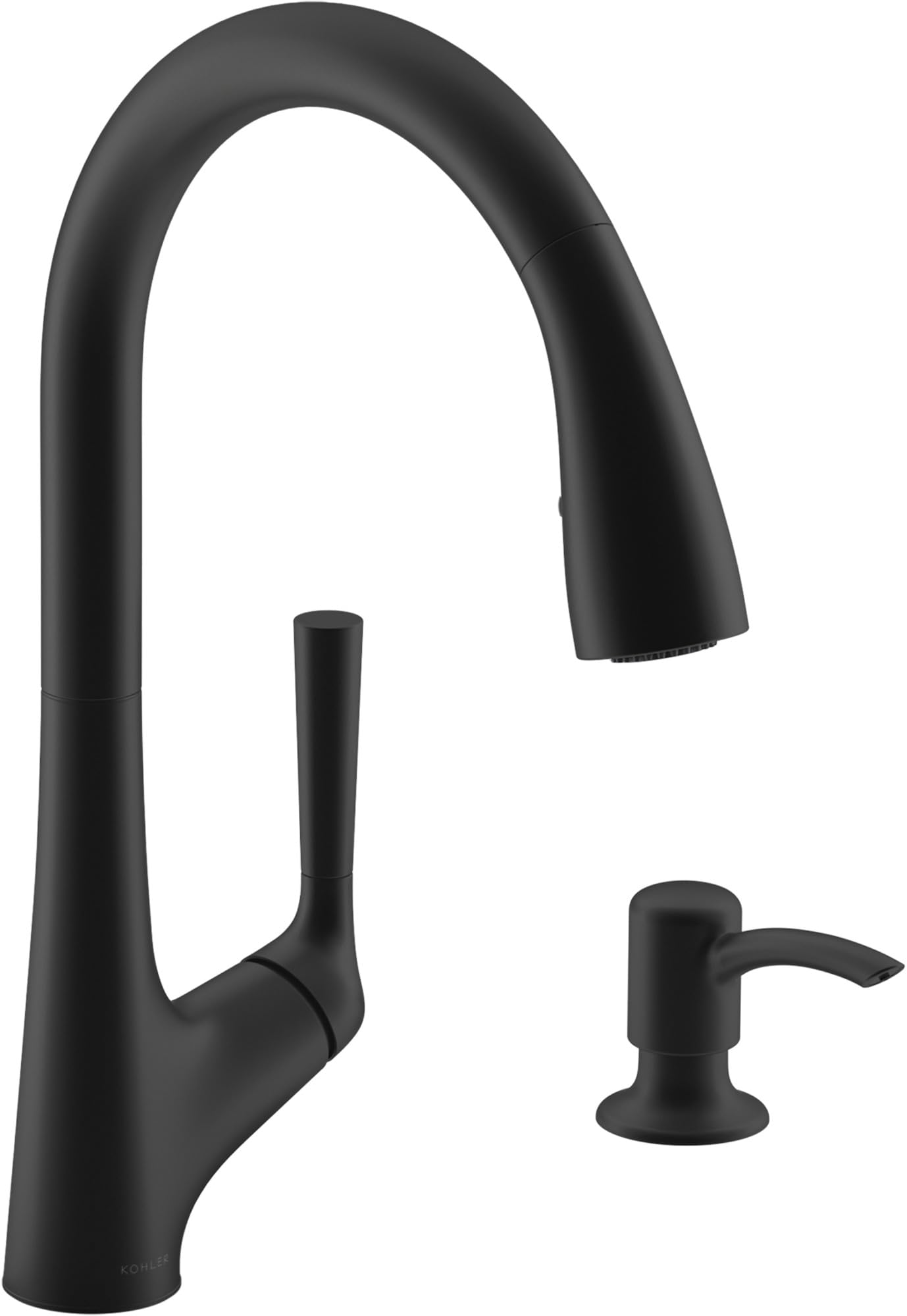 KOHLER R77748-SD-BL Matte Black Touchless Pull Down Kitchen Faucet with Soap Dispenser - Hands-Free Sink Faucet for Modern Kitchens, Perfect for Cooking & Cleaning