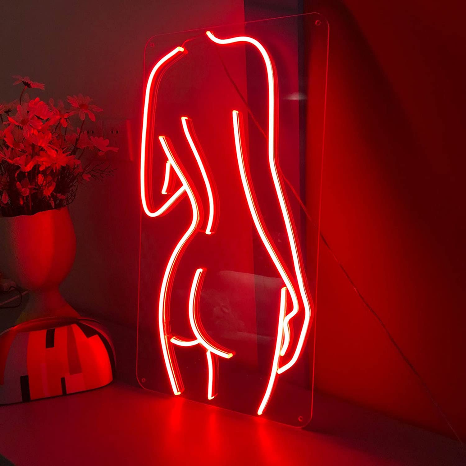 Sexy Naked Lady Neon Wall Sign - Red LED Art Light for Home, Bedroom, Bar Decor - Perfect for Parties, Weddings & Holiday Decorations - Durable & Eye-Catching Room Decor