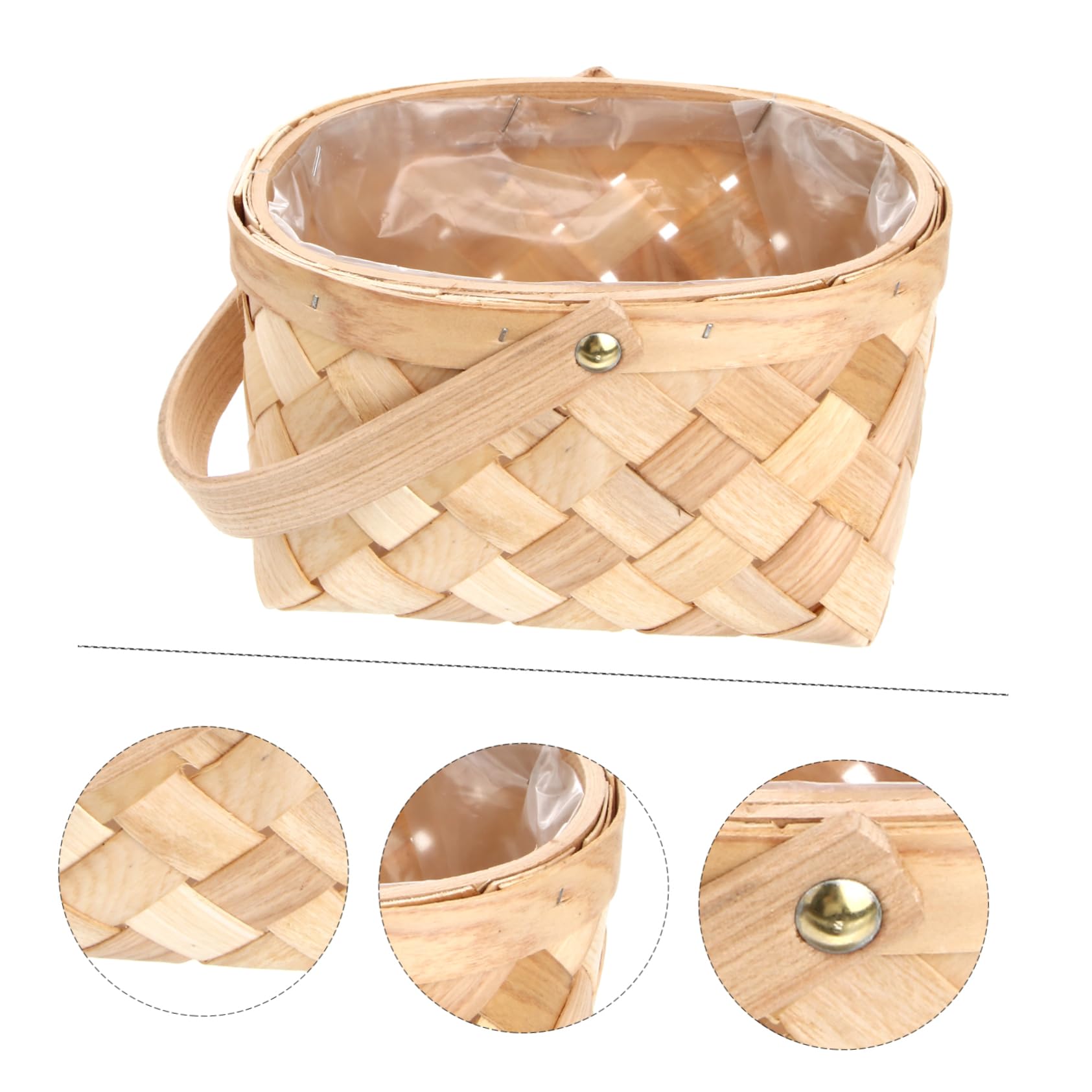 Handmade Woven Rattan Storage Basket - Medium Wooden Hamper for Picnic & Flower Pots