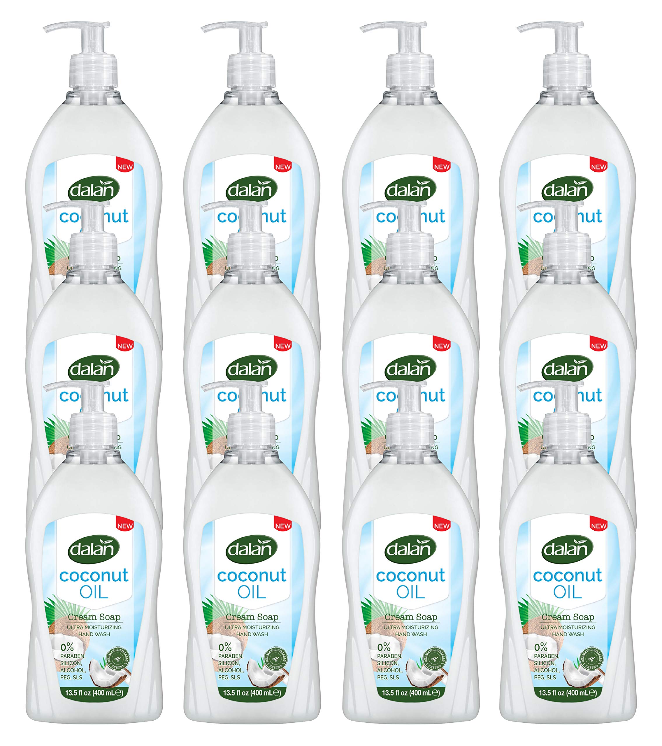 Organic Coconut Oil Hand Soap - Ultra Moisturizing Liquid Soap for Dry & Sensitive Hands - Fresh Clean & Soft Feeling - 13.5 Fl Oz (400mL) Pack of 12 - Perfect for Kitchen, Bathroom & Guest Washroom Use
