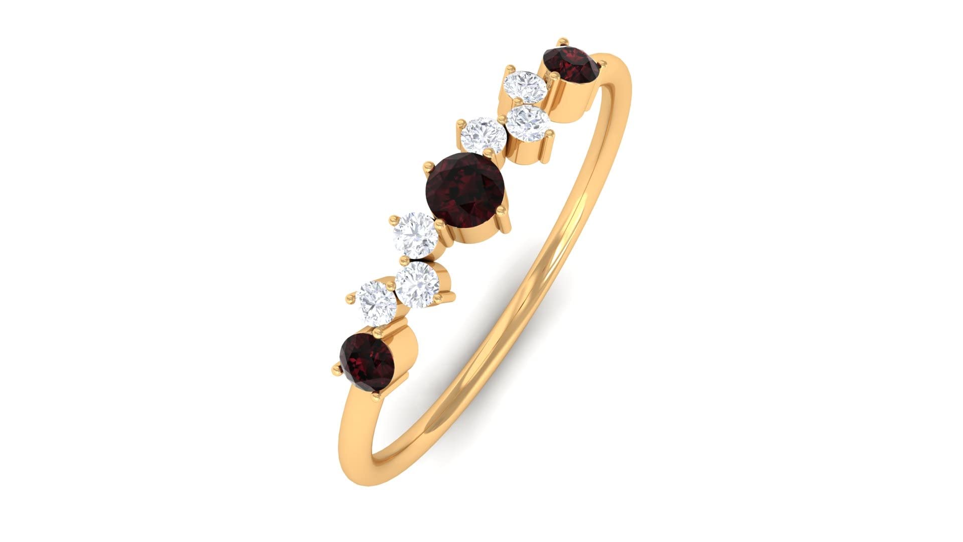 1/4 CT Garnet and Diamond Ring - Scatter Garnet Promise Ring with Diamond - Minimalist 14K Solid Gold Ring for Women - Perfect for Engagement, Anniversary, and Everyday Wear