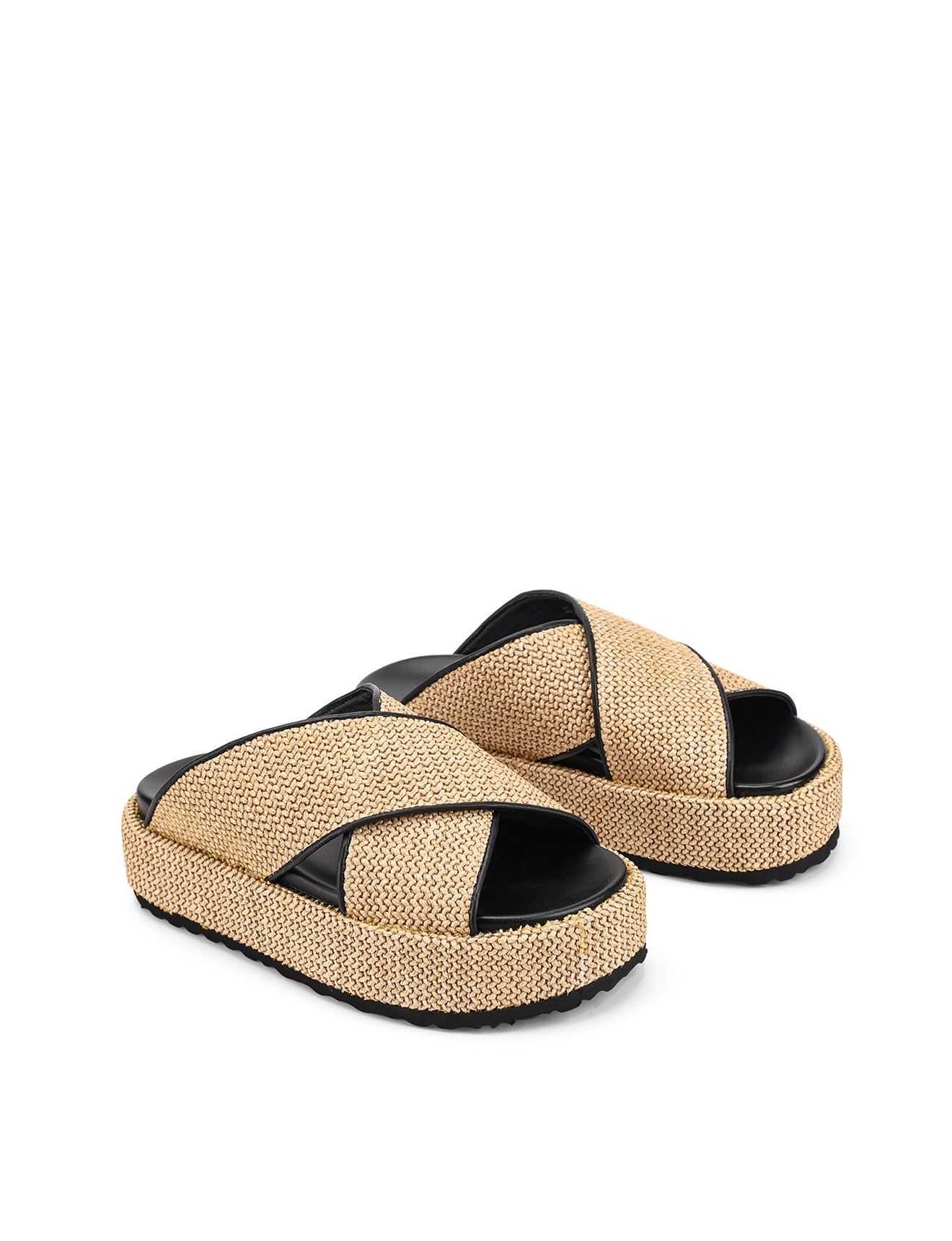 April Women's Flatform Sandals - Natural Weave & Black | Comfortable Summer Platform Sandals for Beach, Vacation and Casual Outfits