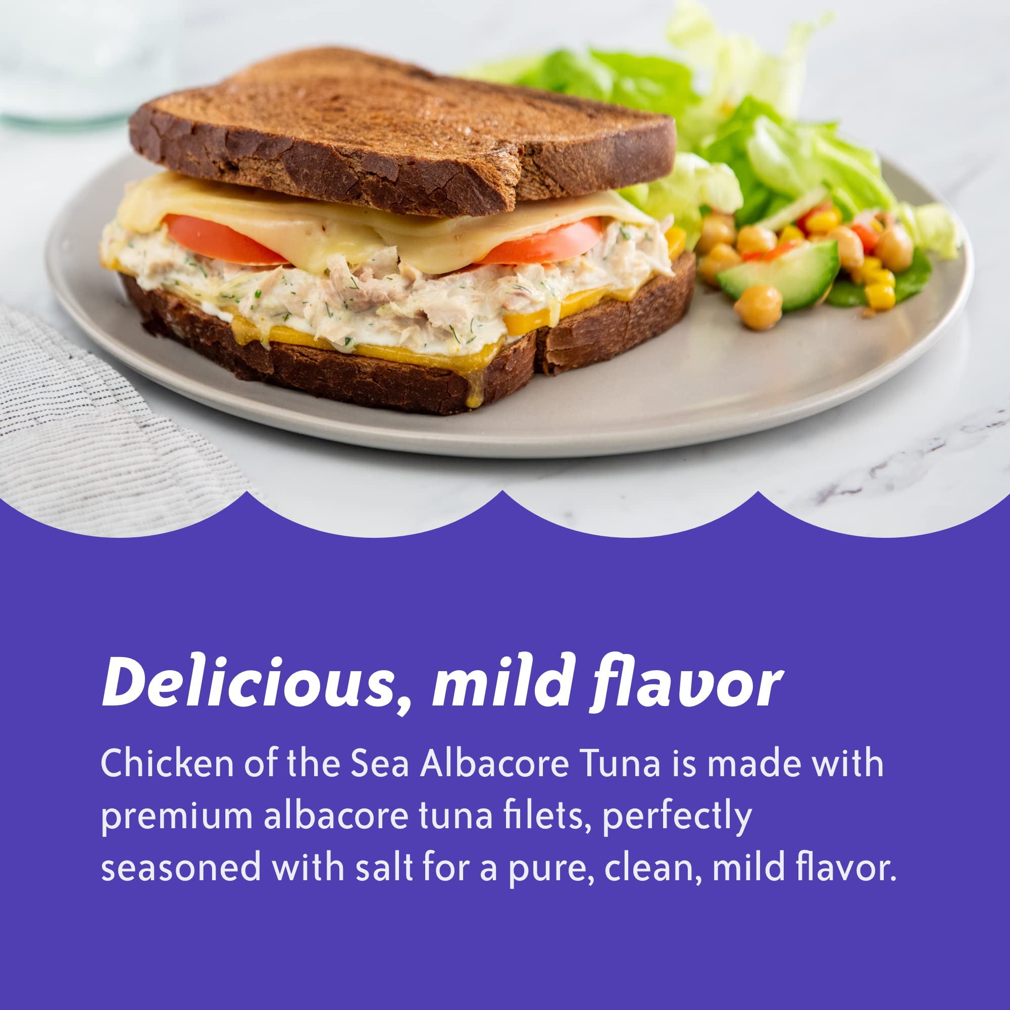 Premium Wild Caught Albacore Tuna in Water - Chicken of the Sea Solid White Tuna, 5 oz Can (Pack of 1) - Perfect for Salads, Sandwiches & Healthy Meals