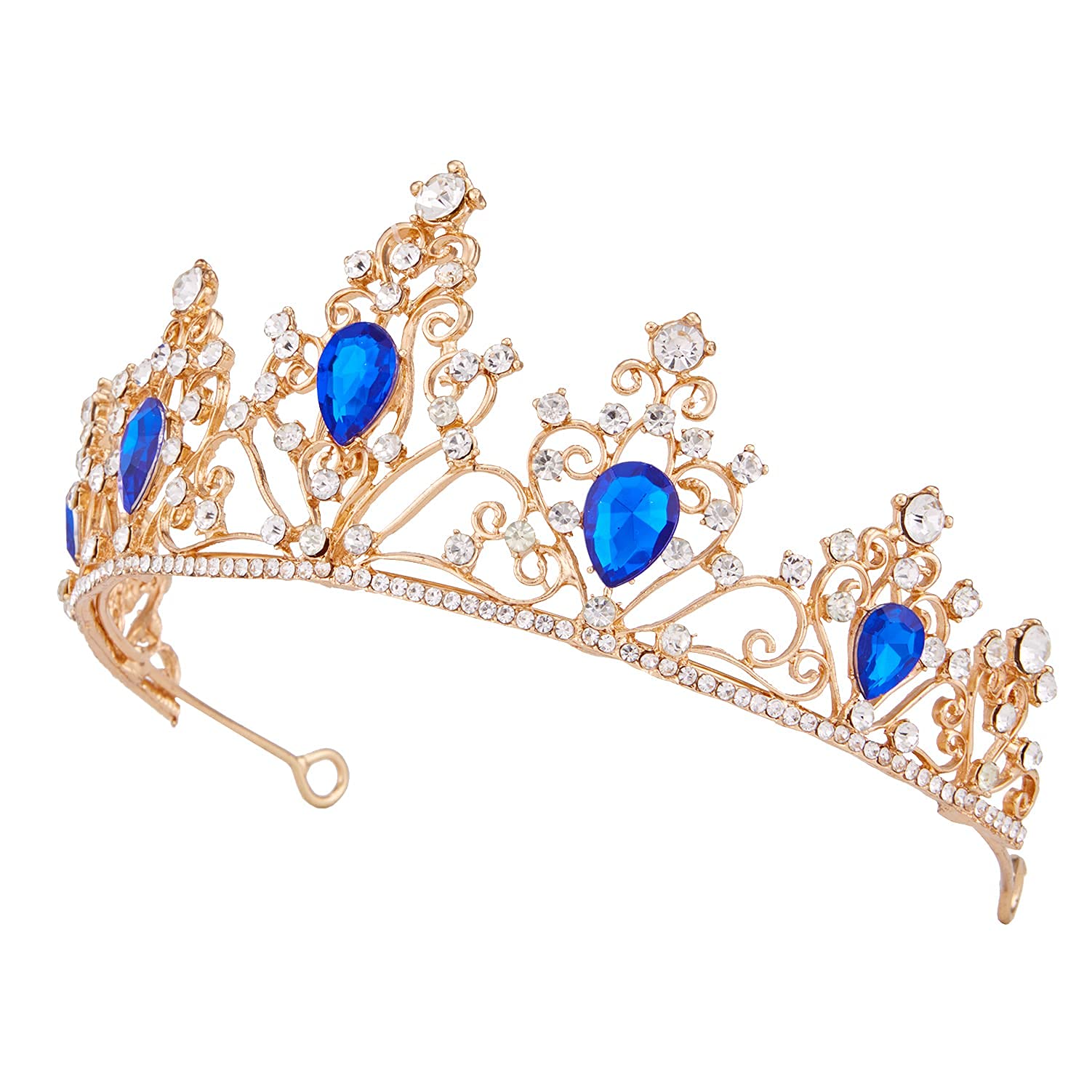 Royal Blue Crystal Tiara Headband - Audrey Descendants Costume Crown for Women, Queen, Bride, Princess | Perfect for Quinceañera, Birthday, Wedding, Pageant, Prom, Homecoming, Halloween Party