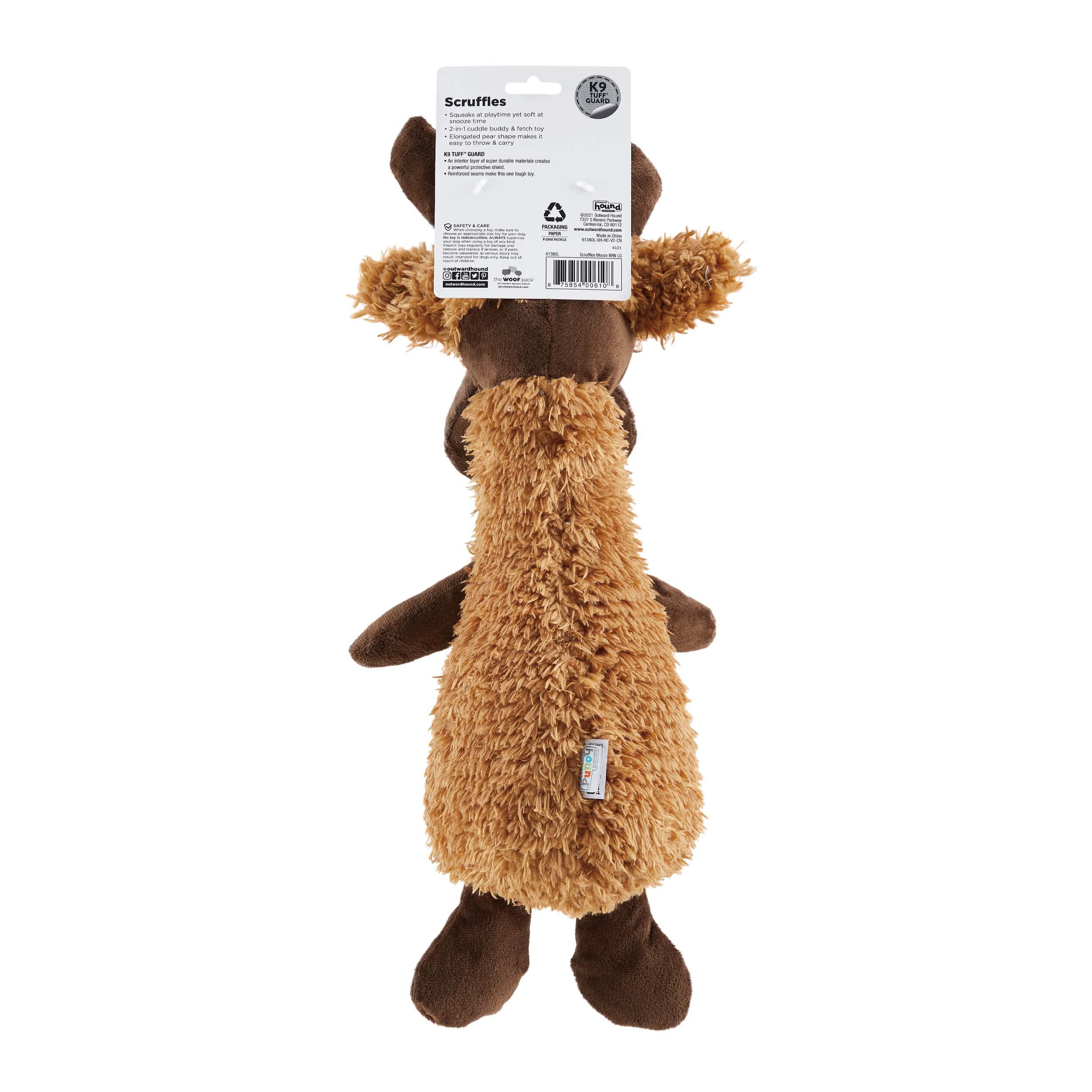 Outward Hound Scruffles Moose Plush Squeaky Dog Toy for Large Dogs - Durable Chew Toy for Aggressive Chewers, Interactive Play & Training - Perfect for Indoor & Outdoor Fun