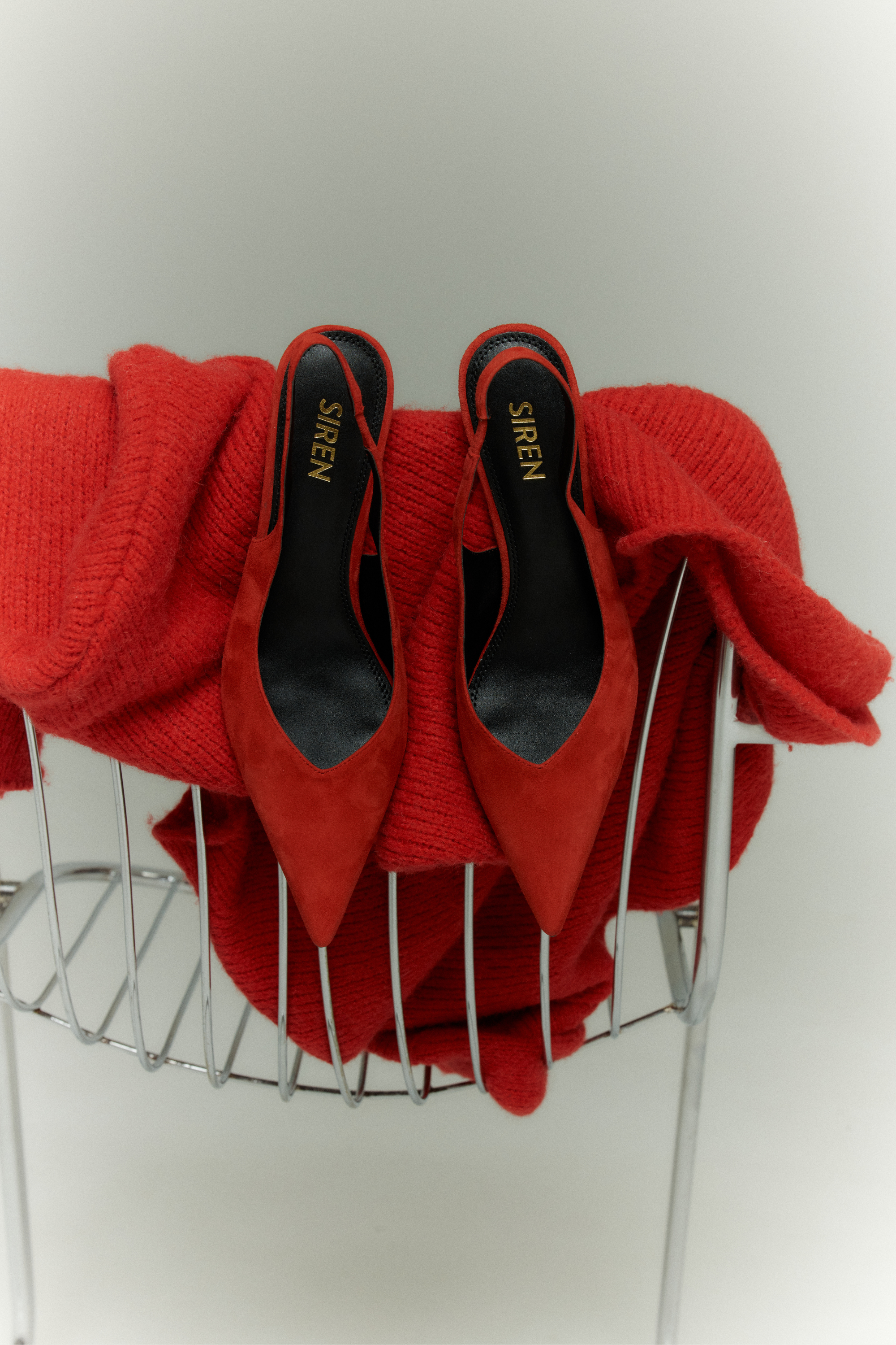 Yory Slingback Kitten Heels - Red Suede Pumps for Women | Comfortable Low Heel Dress Shoes for Work, Party & Wedding | Fashionable Pointed Toe Ladies Shoes