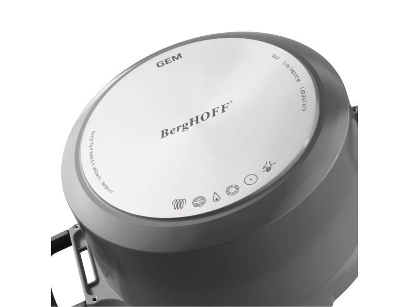 BergHOFF GEM 10 Non-Stick 3.5Qt Covered Saute Pan with Two Handles - Gray Cookware for Sauteing, Frying & Simmering - Perfect for Stovetop to Oven Cooking