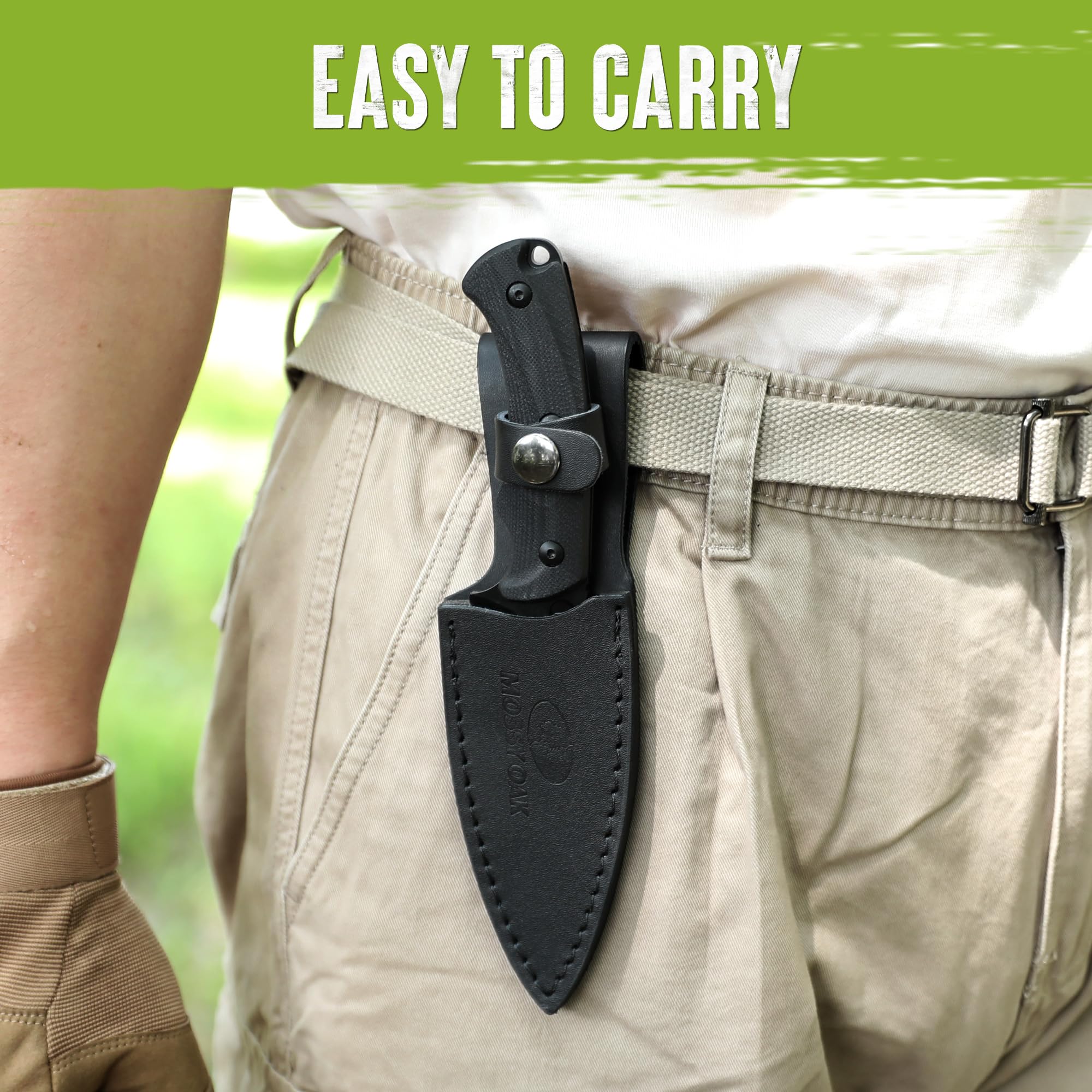 MOSSY OAK Hunting Knife with Sheath - 8.5 Inch Full Tang Fixed Blade Outdoor Survival Knife for Camping, Hiking & Bushcraft | Durable G10 Handle (Black) | Perfect for Wilderness Adventures & Outdoor Activities