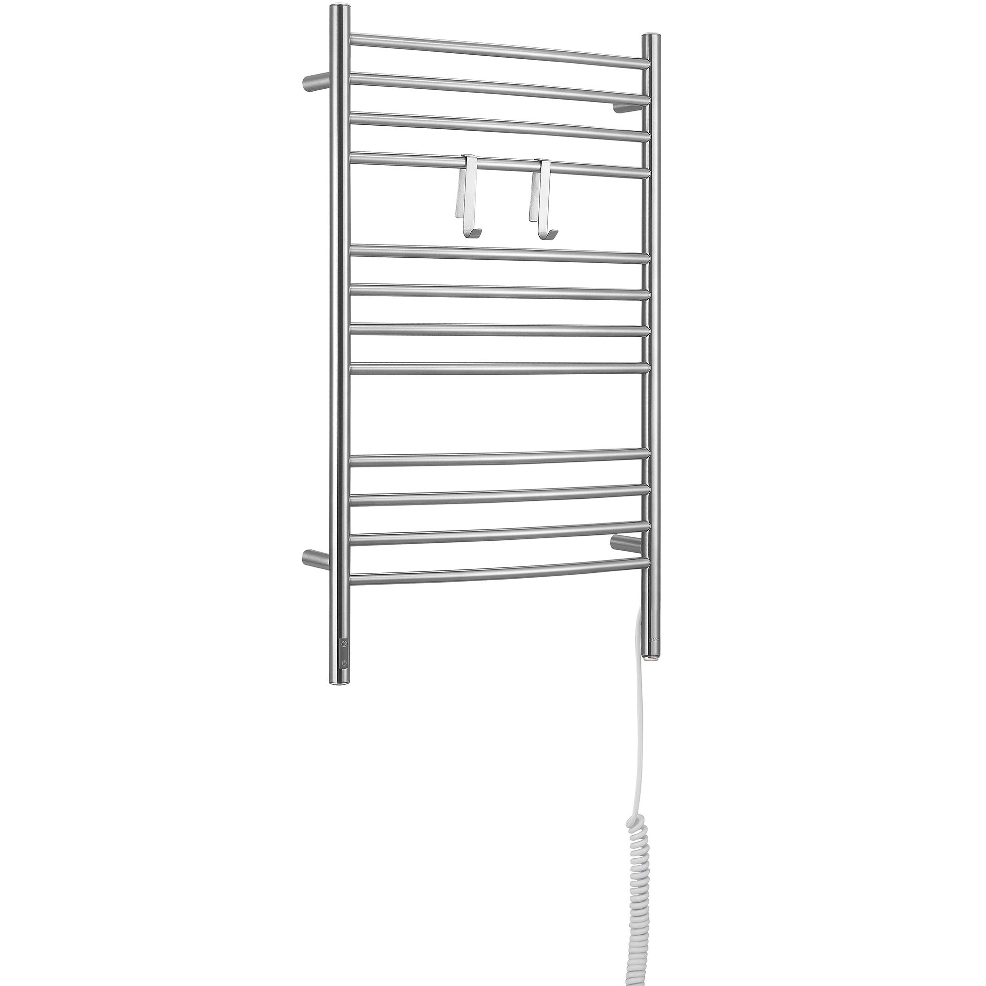 Dual Wall Mount Towel Warmer with 2 Adjustable Hooks & Timer - Brushed Stainless Steel - Perfect for Bathroom, Spa, and Luxury Home Use