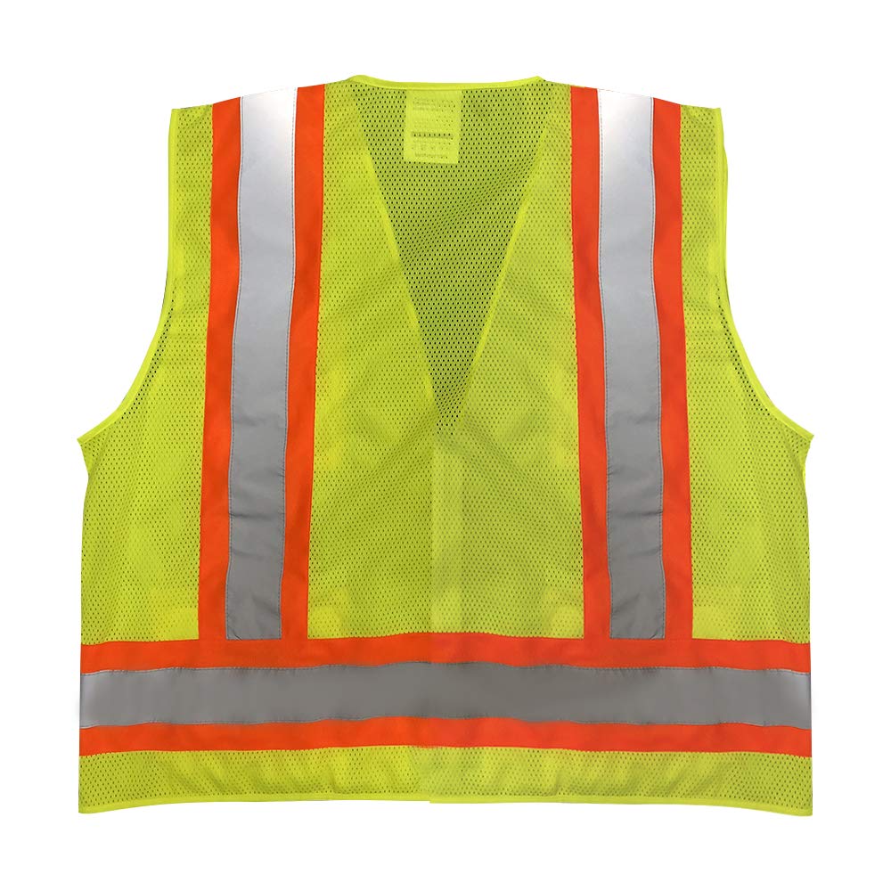 High Visibility Surveyor Vest - 10 Pack Medium, Solid Front & Mesh Back for Breathability - Ideal for Construction, Road Work & Safety Inspections
