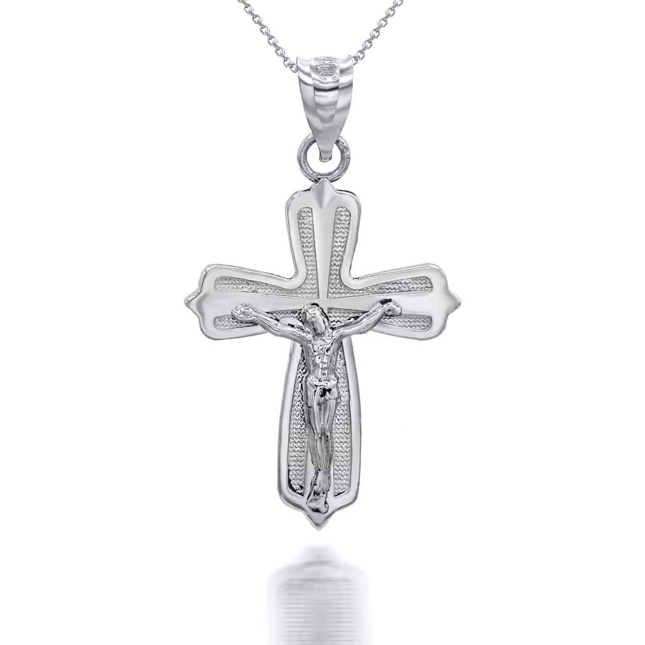 14K Solid Gold Mini Crucifix Cross Pendant Necklace for Women - Religious Jewelry Gift for Baptism, First Communion & Everyday Wear