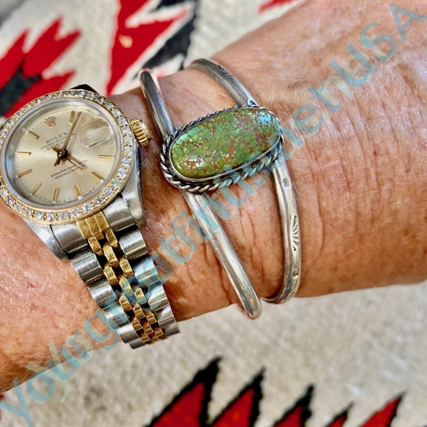 Authentic Navajo Sterling Silver Turquoise Bracelet No.8 - Handmade Native American Jewelry for Women, Boho Chic Accessories for Casual Wear & Special Occasions