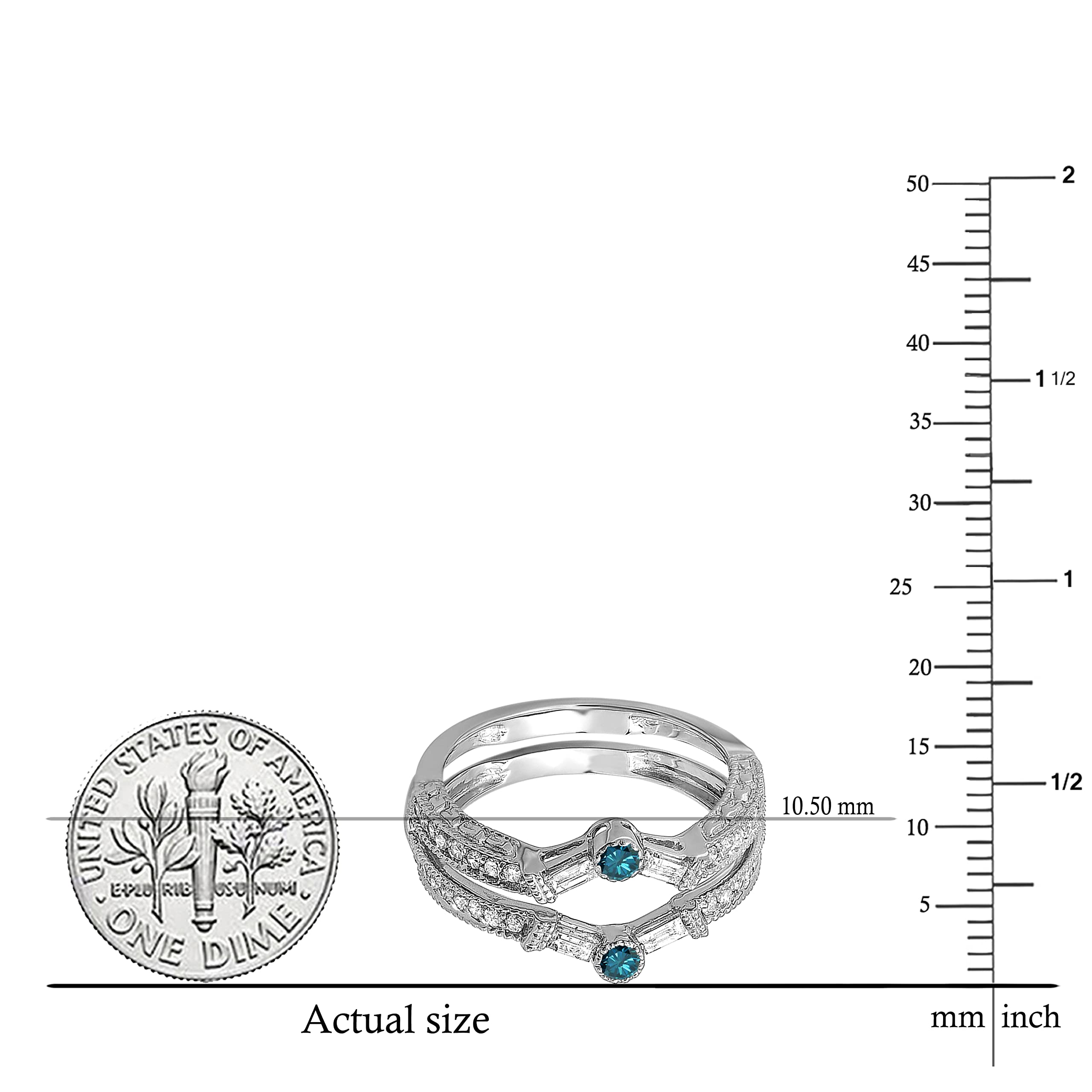 Dazzlingrock Collection 0.55 Carat Total Weight 18k White Gold & Blue Diamond Women's Anniversary Wedding Band Ring - Perfect for Bridal Stacking, Engagement Enhancer, or Special Occasion Jewelry Gift