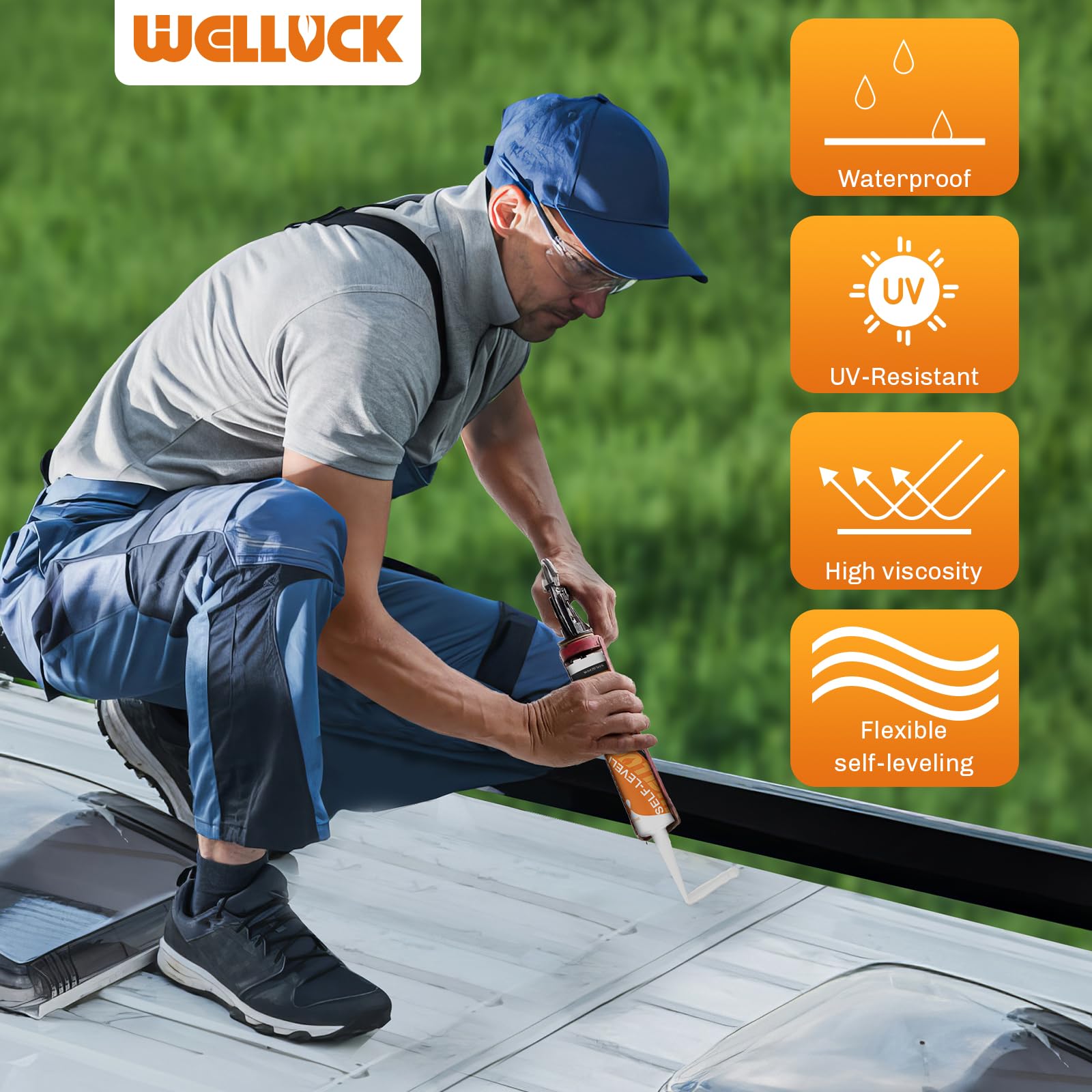 Self-Leveling RV Roof Sealant - White Flexible Waterproof Lap Sealant for RV, Camper, Motorhome & Trailer Roof Repair - EPDM Rubber Caulking, UV Resistant, All-Weather Adhesive (1 Pack) - Perfect for Leak Prevention & Roof Maintenance in Harsh Climates