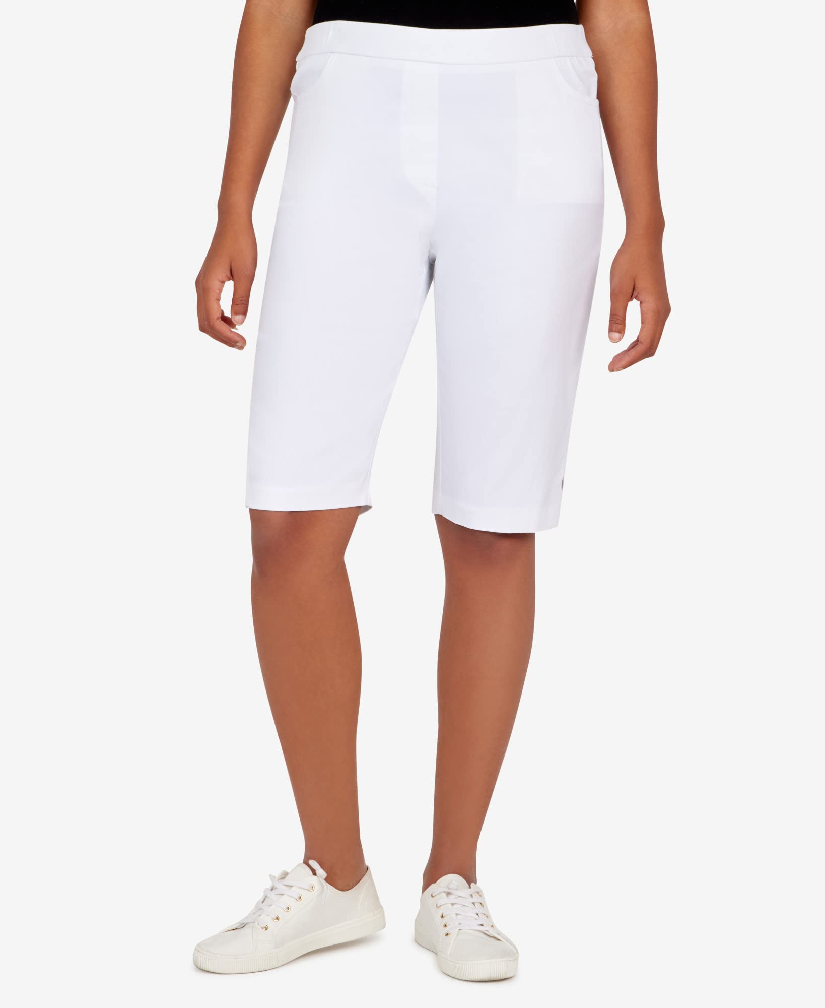 Alfred Dunner Women's Petite Fitted Bermuda Shorts - Comfortable Stretch Denim Shorts for Summer | Perfect for Casual Outings, Beach Trips & Outdoor Activities