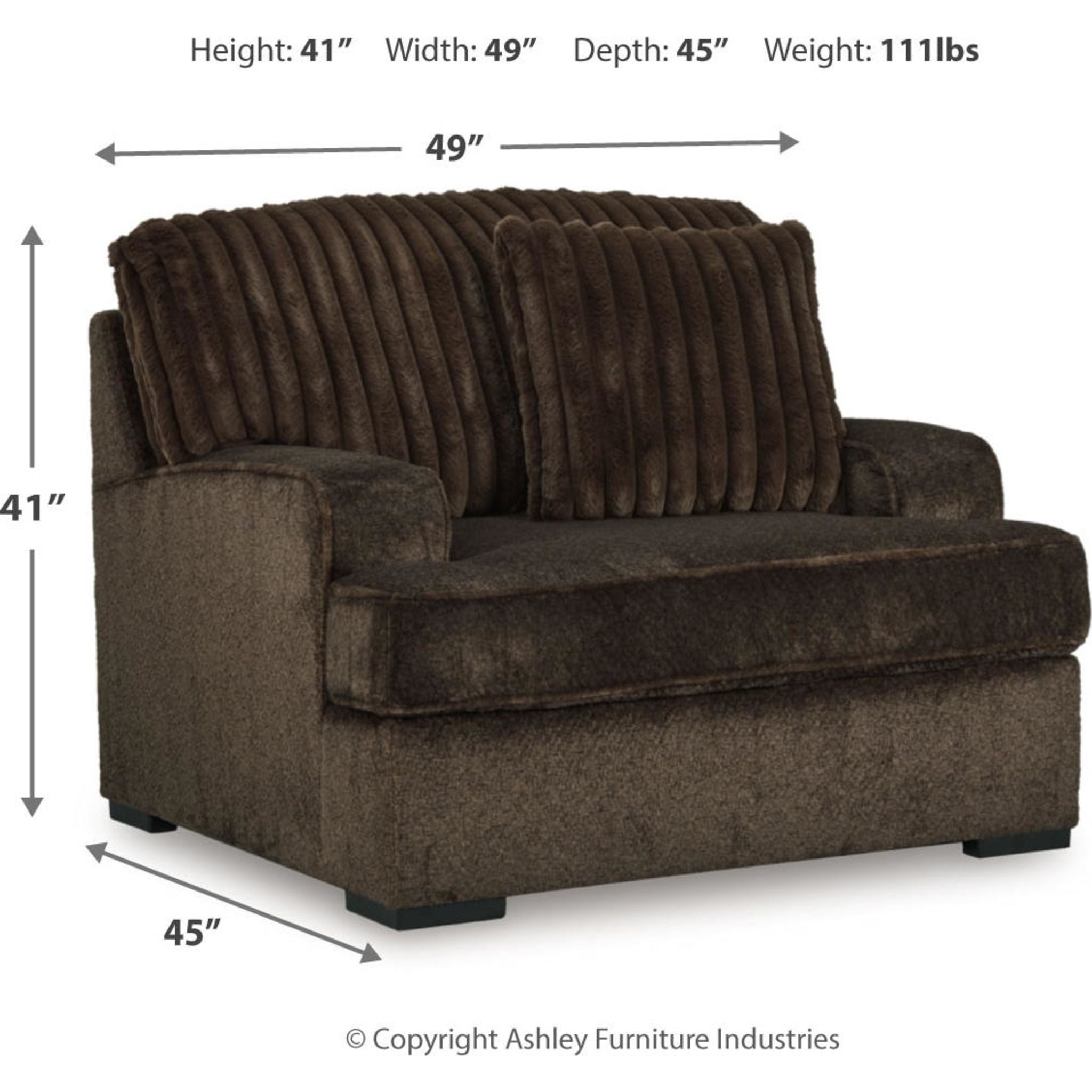 Aylesworth Oversized Chair in Chocolate Brown - Large Comfortable Lounge Chair for Living Room, Bedroom, or Office - Perfect for Relaxing, Reading, and Lounging
