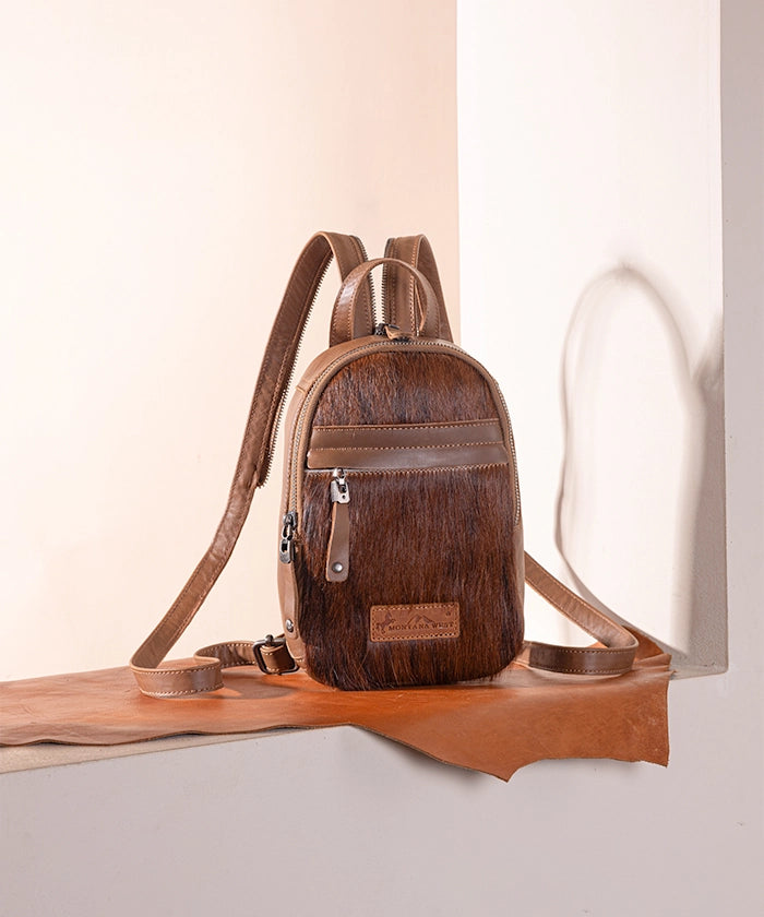 Montana West Genuine Leather Hair On Sling Bag for Women - Stylish Crossbody Purse with Fringe Detail - Perfect for Travel, Shopping & Everyday Use