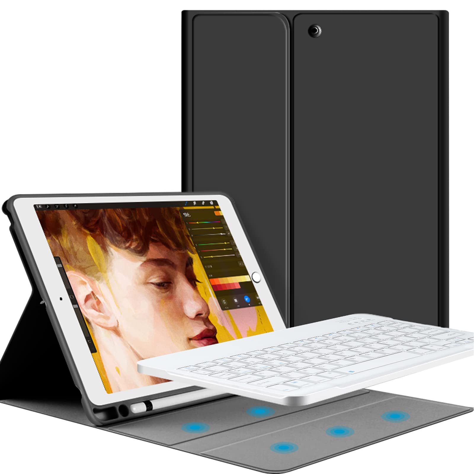 Aoub Wireless Detachable Keyboard Case for iPad Pro 11-inch (3rd Gen 2021, 2nd Gen 2020 & 1st Gen 2018) & iPad Air 4th Gen - Slim Protective Cover with Apple Pencil Holder (Black) | Perfect for Work, Study & Travel