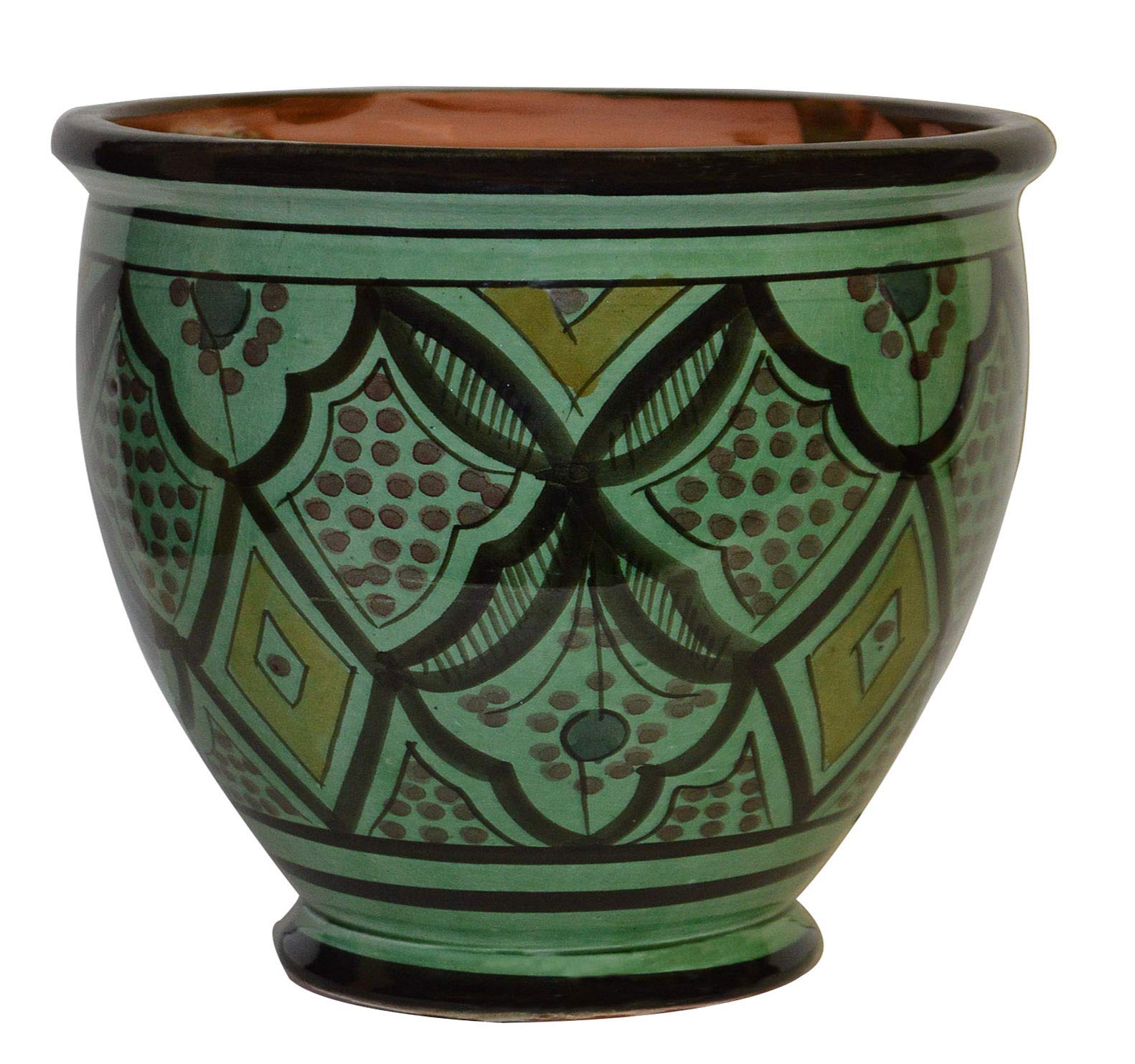Handmade Moroccan Ceramic Flower Pots with Drain Hole - Spanish Garden Planter for Indoor & Outdoor Plants | Perfect for Home Decor, Patio, and Balcony Gardening
