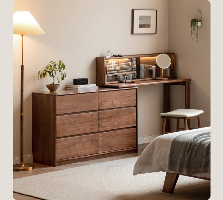 Premium Black Walnut Solid Wood Leather Bed Frame - Luxury Bedroom Furniture Set for Master Bedroom & Guest Room Decor