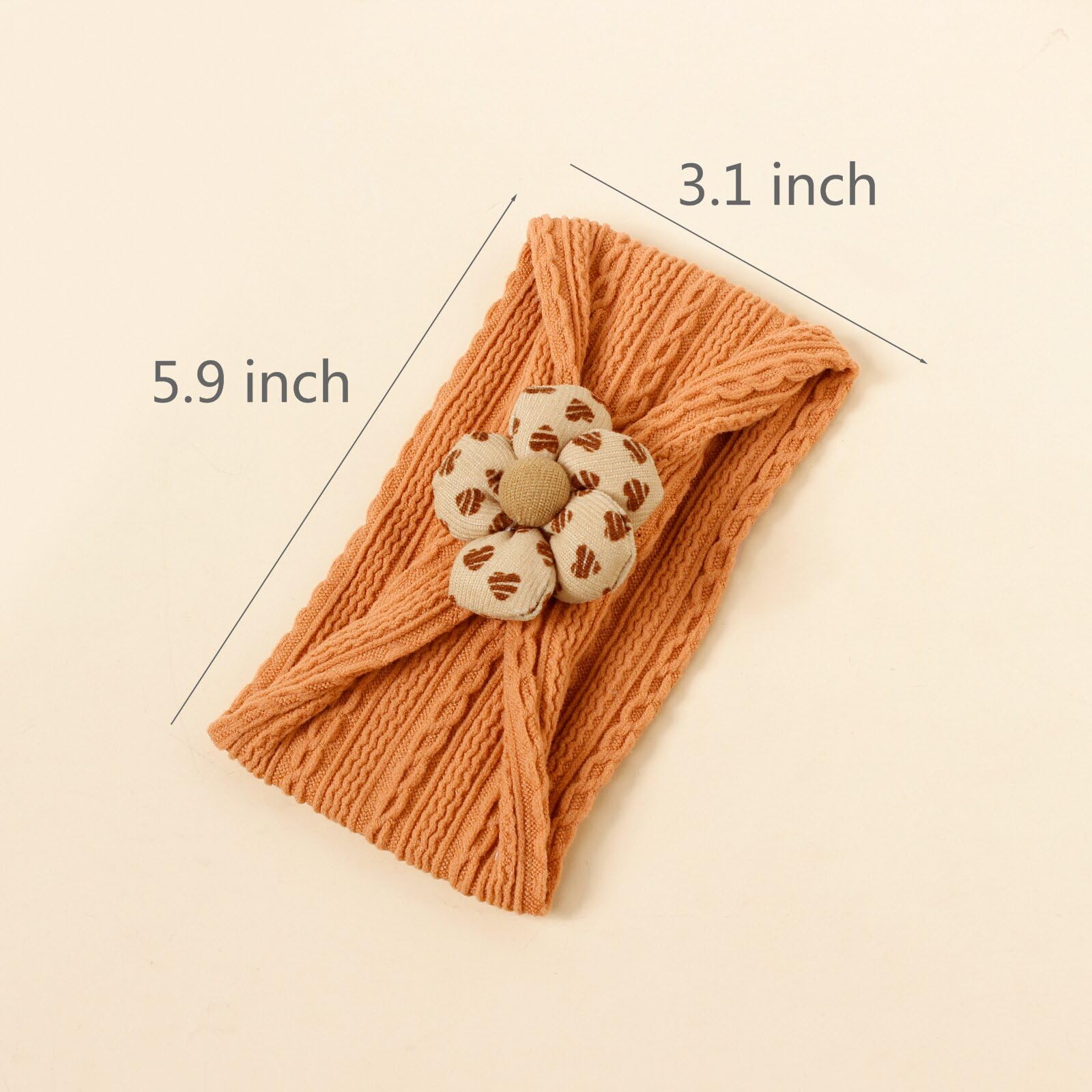 Baby Flower Headbands for Girls - Soft Stretchy Nylon Hairbands, Handmade Hair Accessories for Newborn, Infant & Toddler (C-Apricot/Purple/Caramel) - Perfect for Photos, Parties & Everyday Wear